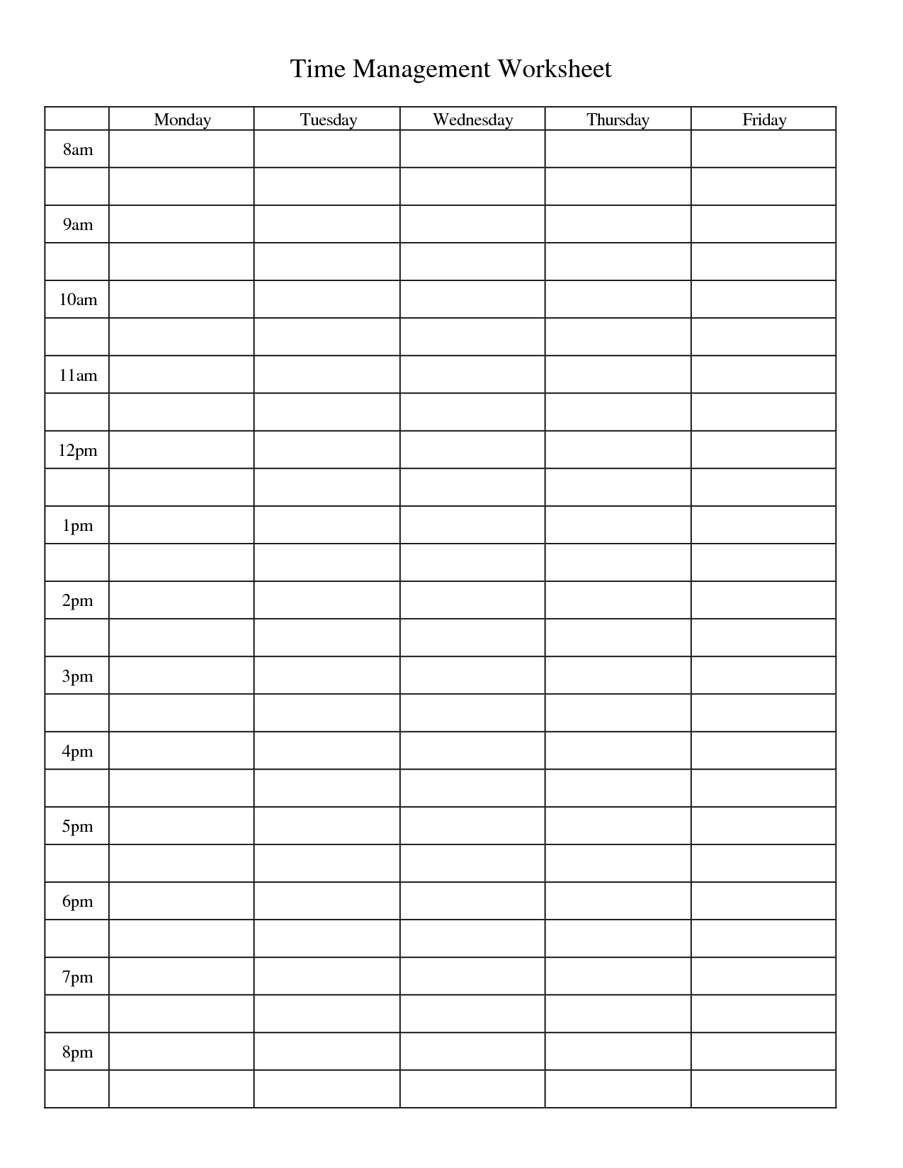 Time Management Worksheet Pdf  Google Search | Time throughout Weekly Calendar With Time Slots Pdf