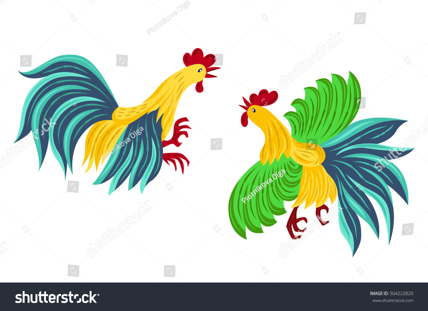 Two Bright Cock Fighting Year Red Stock Vector (Royalty Free with Lunar Calendar Cockfighting 2020