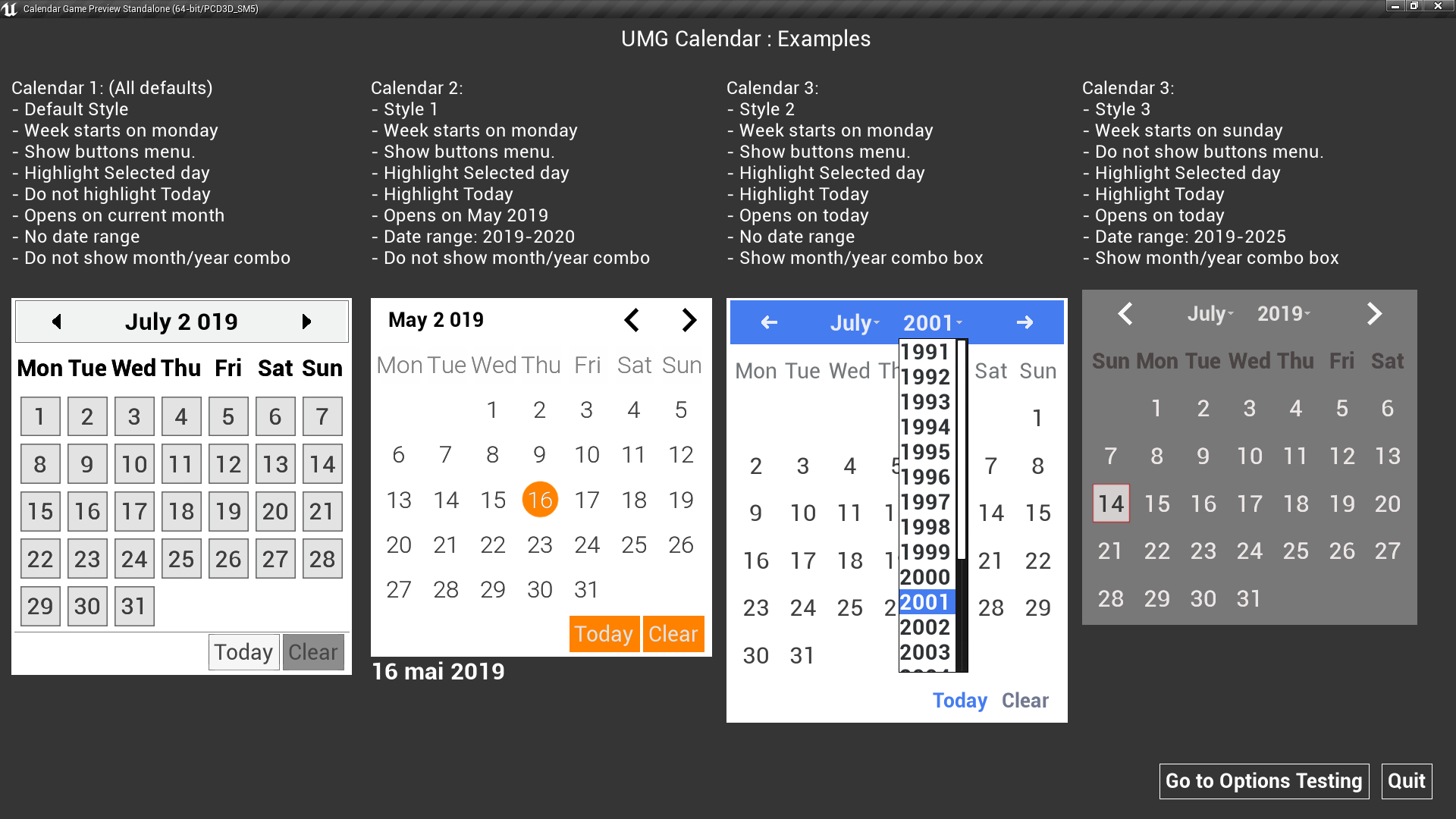 Umg Calendar By Ghenson In Blueprints  Ue4 Marketplace pertaining to 1991 Calendar Year