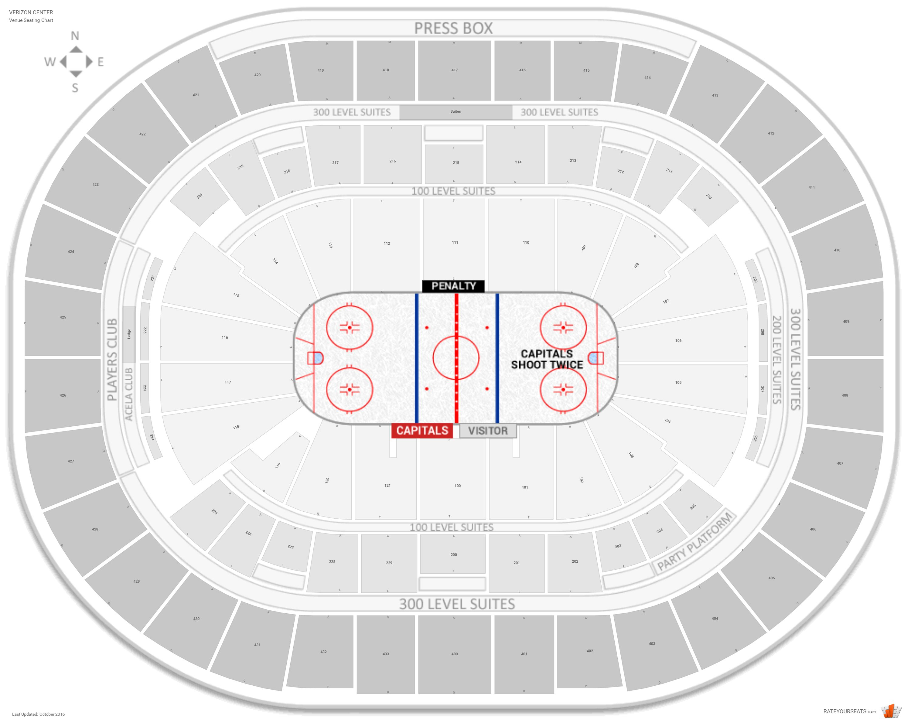 Washington Capitals Seating Guide  Capital One Arena throughout Verizon Center Seating Chart