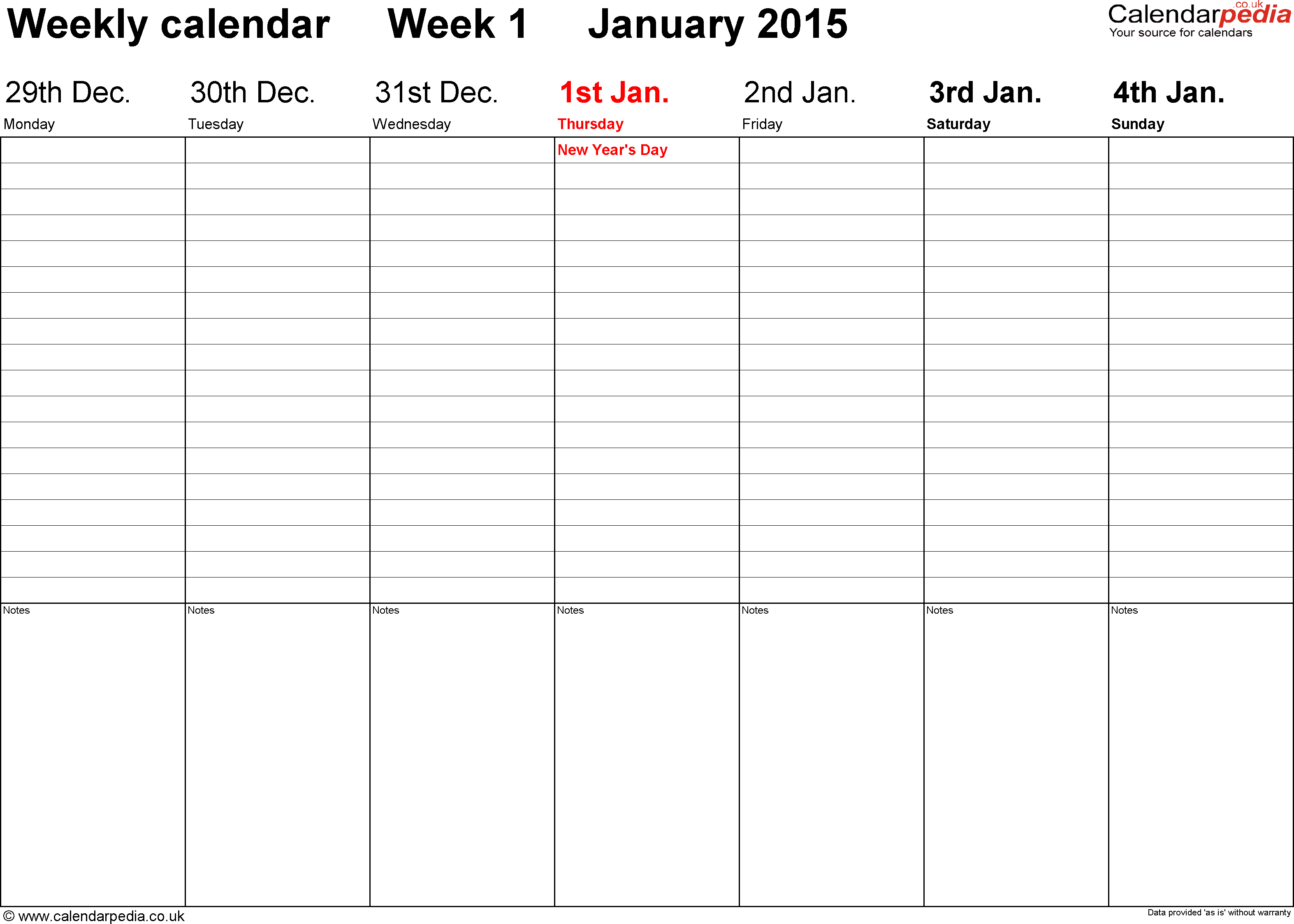 Weekly Calendar 2015 Printable  Bolan.horizonconsulting.co throughout Printable Two Week Calendar Template