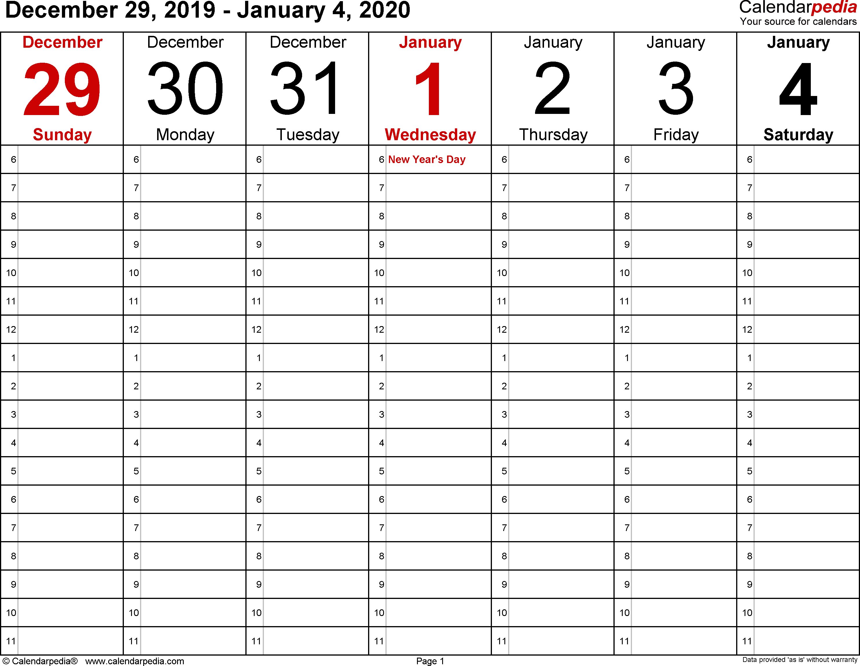 Weekly Calendars 2020 For Word  12 Free Printable Templates pertaining to Calendar Kosong 2020