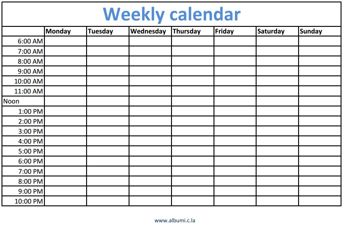 Weekly Calendars With Times Printable | Calendars  Kalendar intended for Calendar With Time Slots Printable