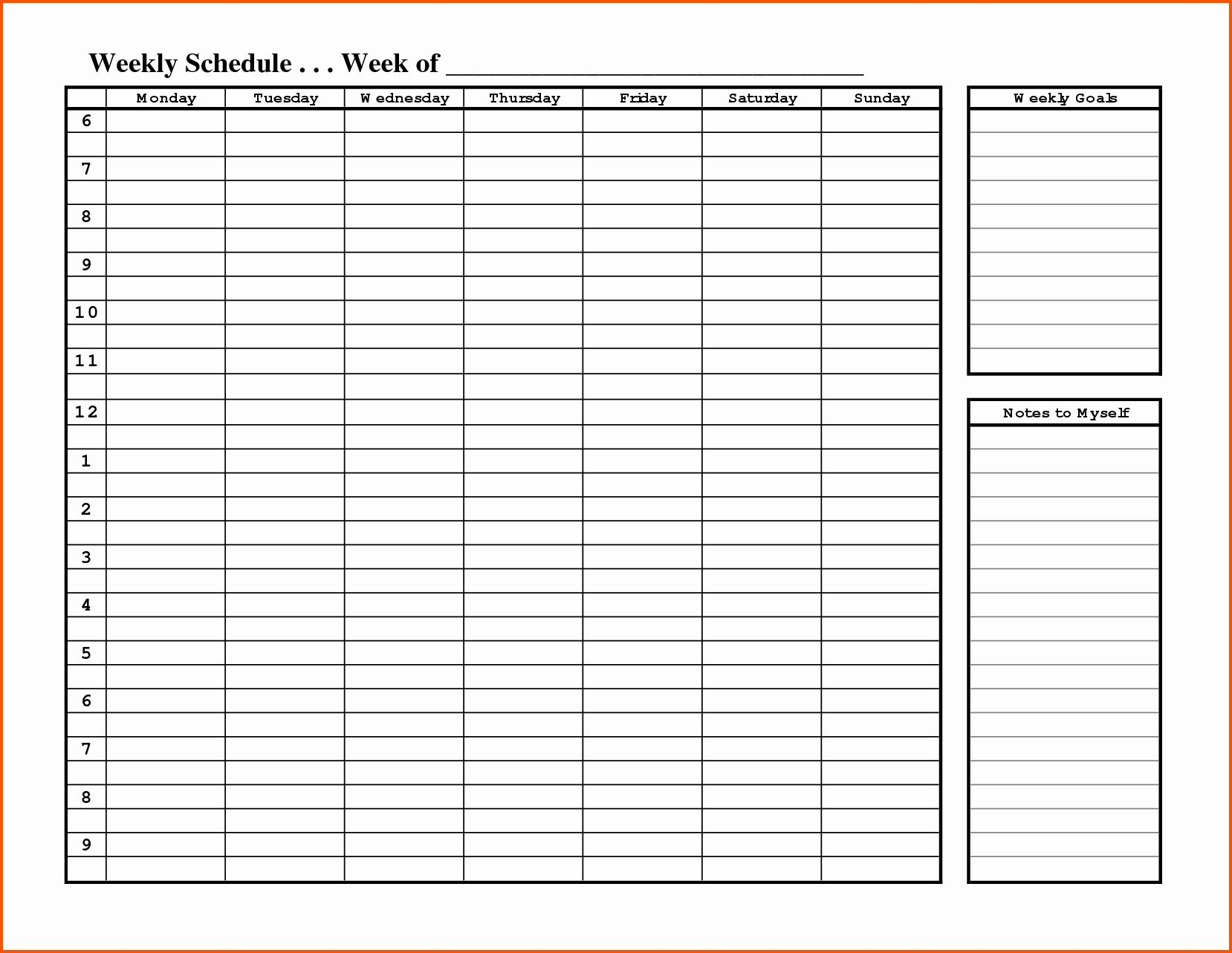 Weekly Hourly Planner Template Word | Daily Calendar for 24 Hour Planner Printable
