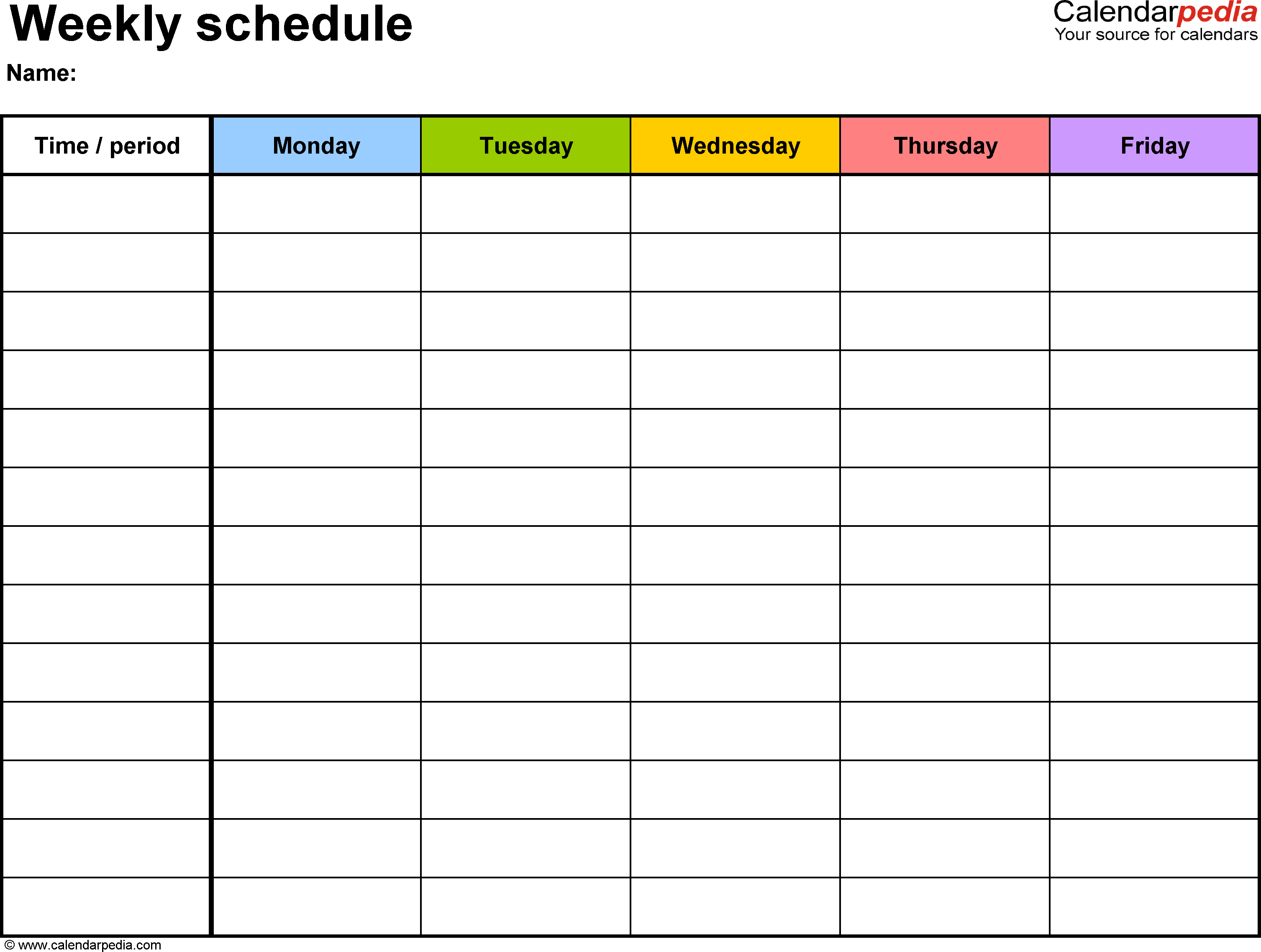 Weekly Schedule Template For Word Version 1: Landscape, 1 in Free Weekly Schedule