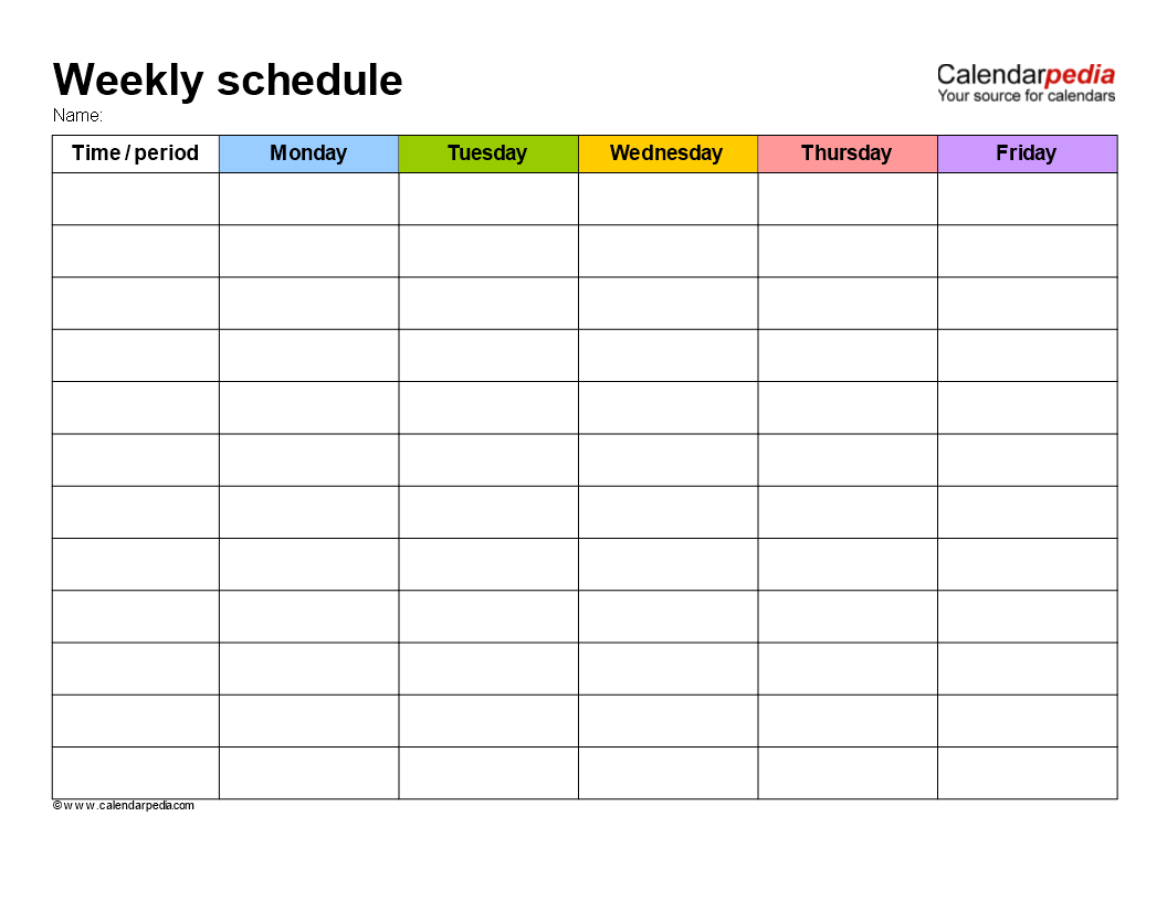 Weekly School Schedule Template | Templates At with regard to Blank Class Schedule Template