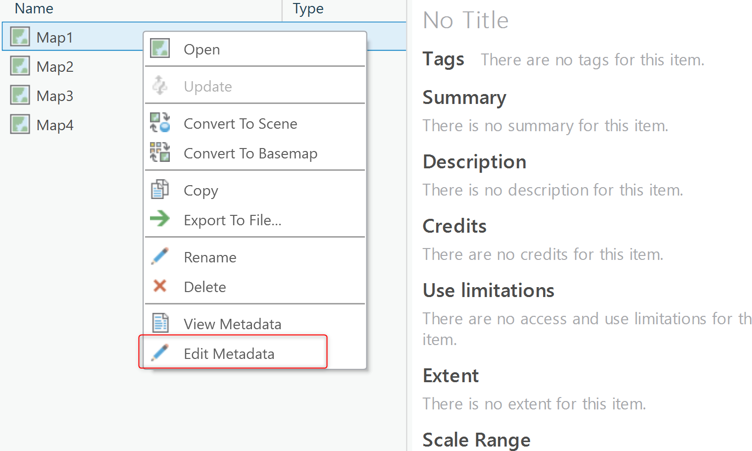 Which Items Do Not Support Editing Metadata In Arcgis Pro for Sharing Metadata Xml