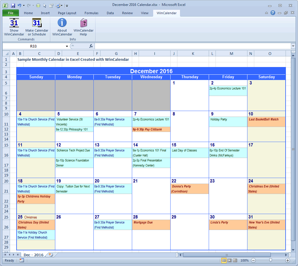 Wincalendar: Excel Calendar Creator With Holidays regarding Google Calendar Excel Import Template