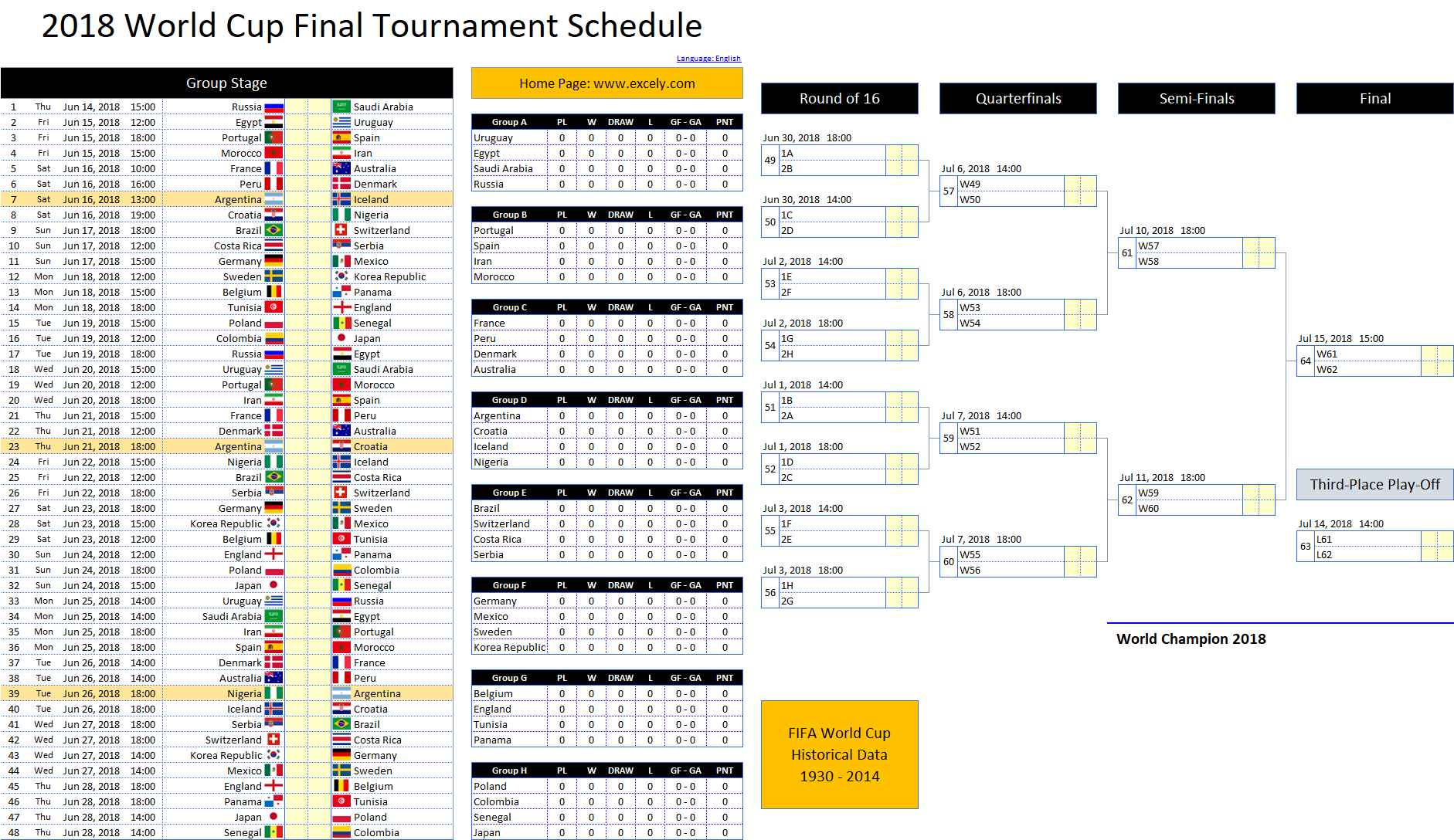 World Cup 2018 Schedule Excel Template  Excel Vba Templates for Excel Vba Calendar