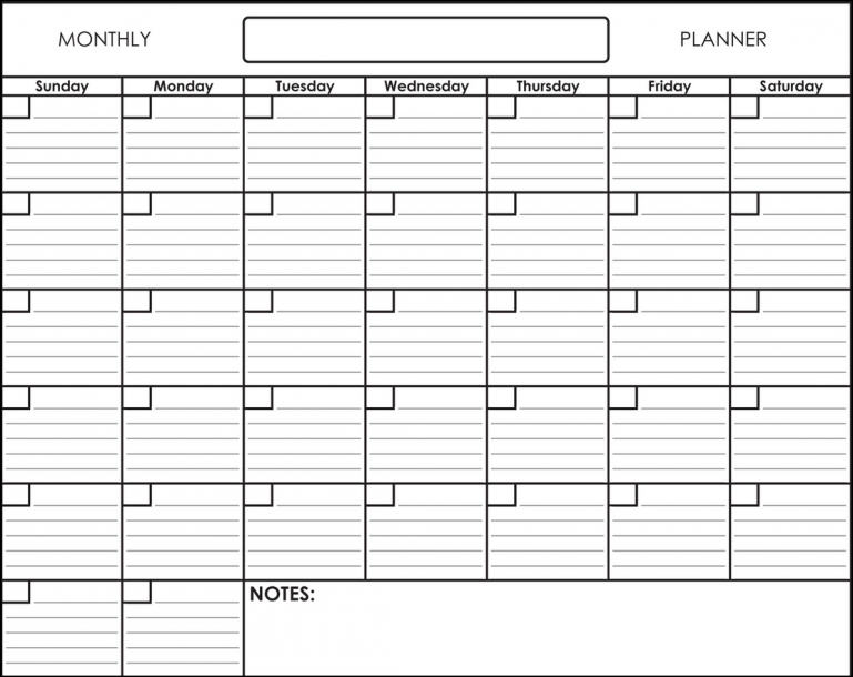 Free Printable Monthly Calendar Pages With Lines