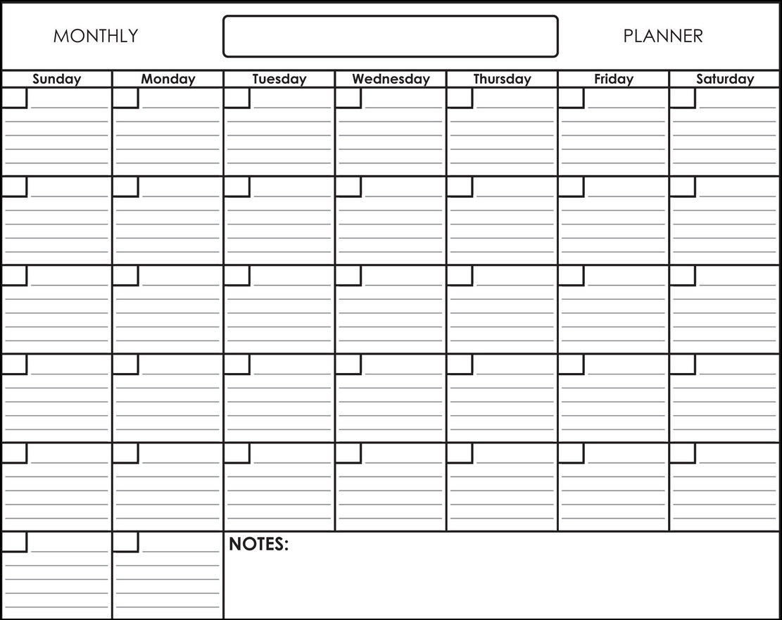 Free Printable Monthly Calendar Pages With Lines Large