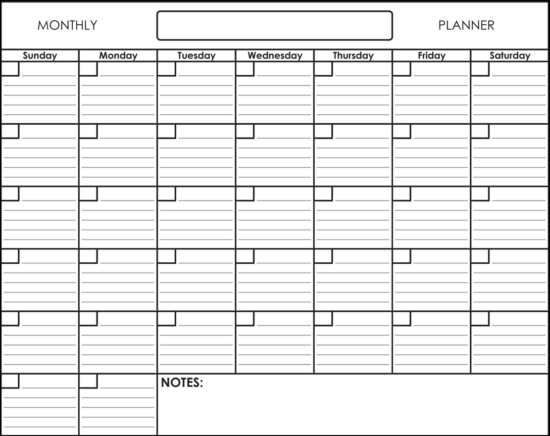 Free Printable Monthly Calendar Pages With Lines