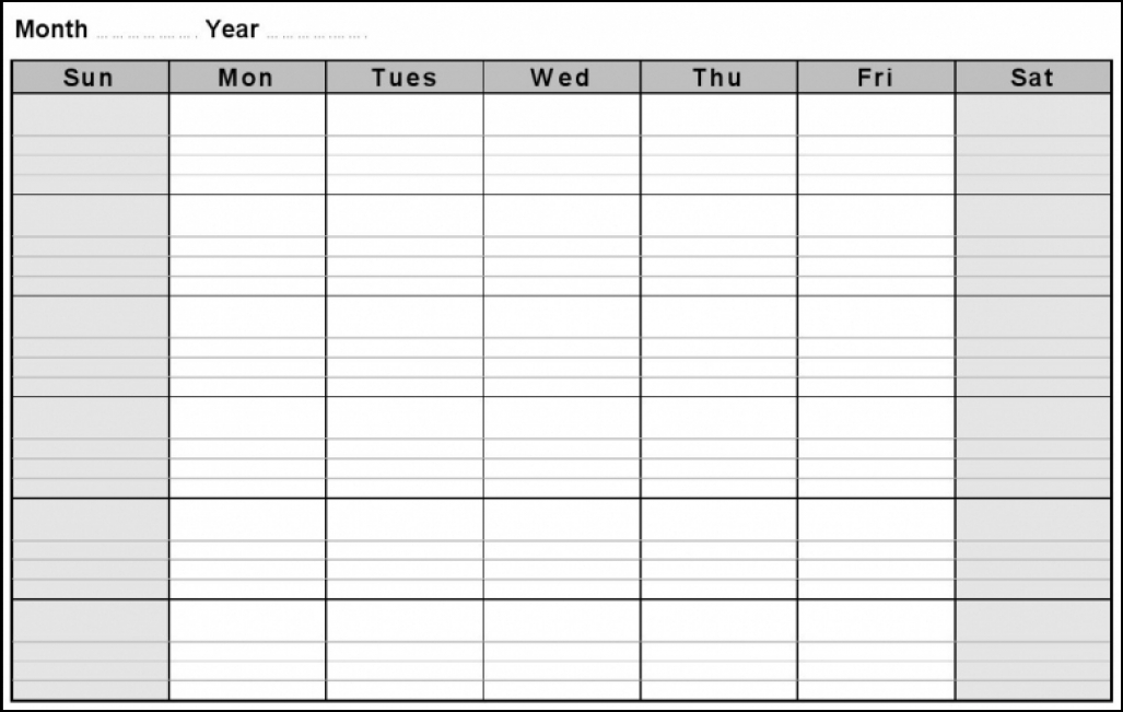 Free Printable Monthly Calendar Pages With Lines