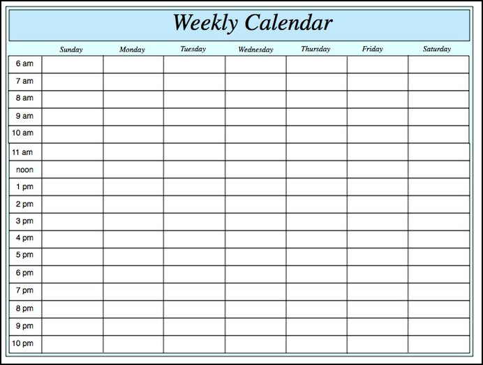 Free Printable Weekly Calendar Pages With Lines