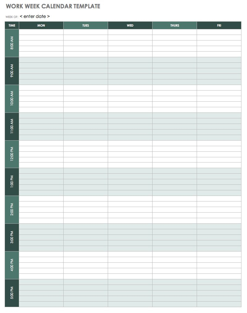 15 Free Weekly Calendar Templates | Smartsheet within 2 Week Blank Calendar