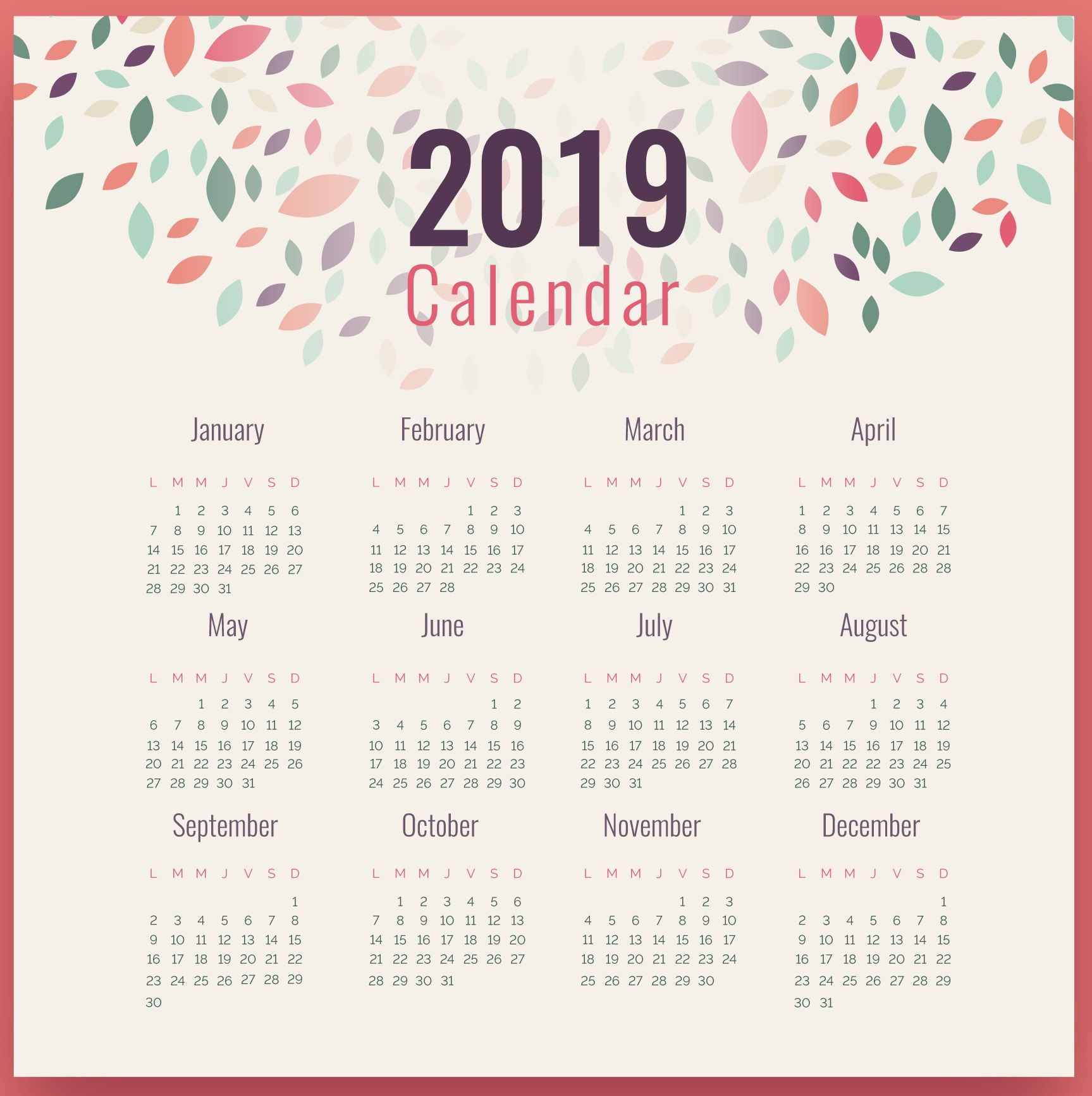 2019 Calendar Photo Frame Design | Calendar Design, Free with regard to At A Glance Wall Calendar Holder