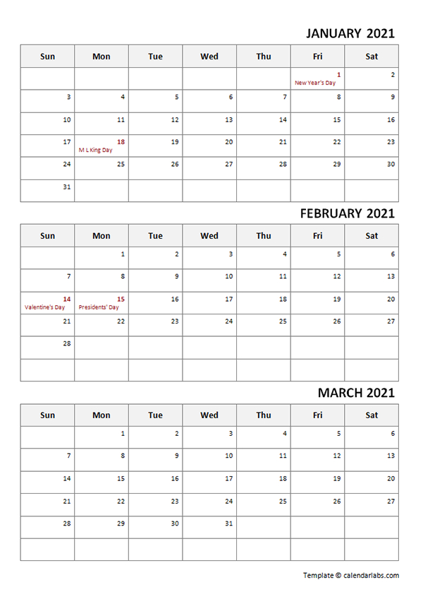 2021 Three Month Calendar Template  Free Printable Templates with regard to 3 Month Blank Calendar Template