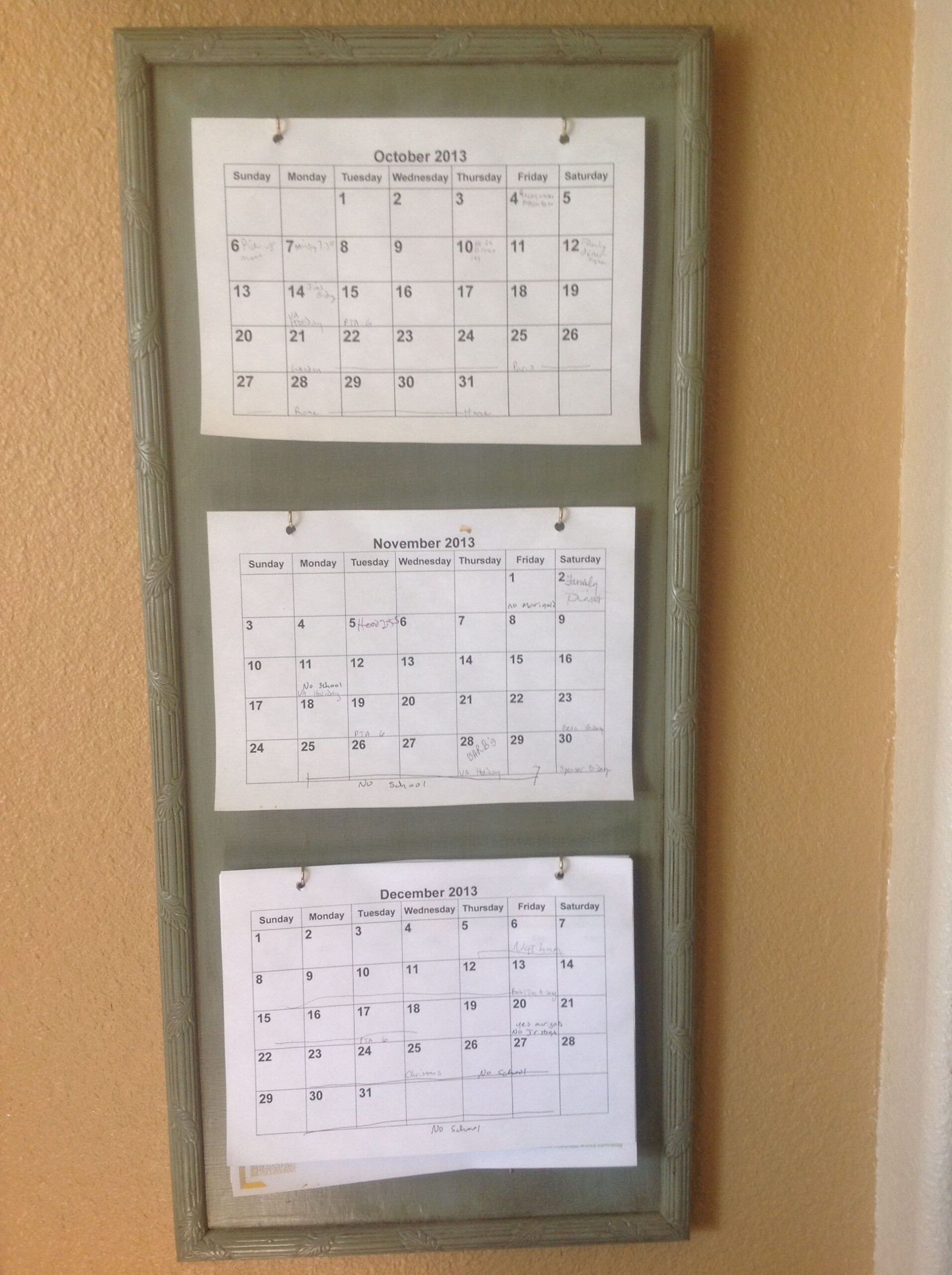 3 Month Calendar Holder Diy  Great For Planning And for At A Glance Calendar Holder