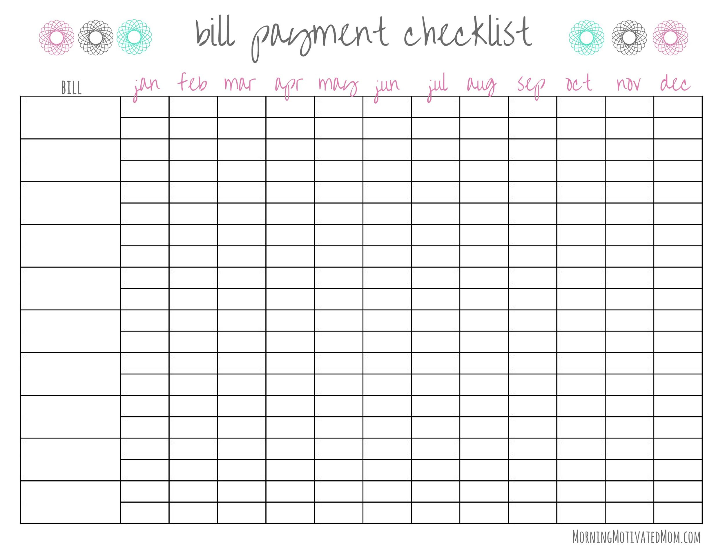 33 Free Bill Pay Checklists &amp; Bill Calendars (Pdf, Word &amp; Excel) for Free Printable Bill Calendar