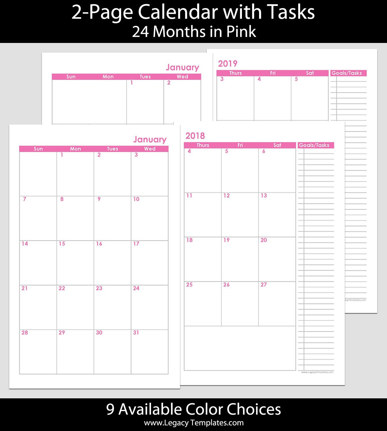5.5 X 8.5 Planner Template Luxury 2018 &amp; 2019 24 Months 2 intended for 5.5 X 8.5 Calendar Template