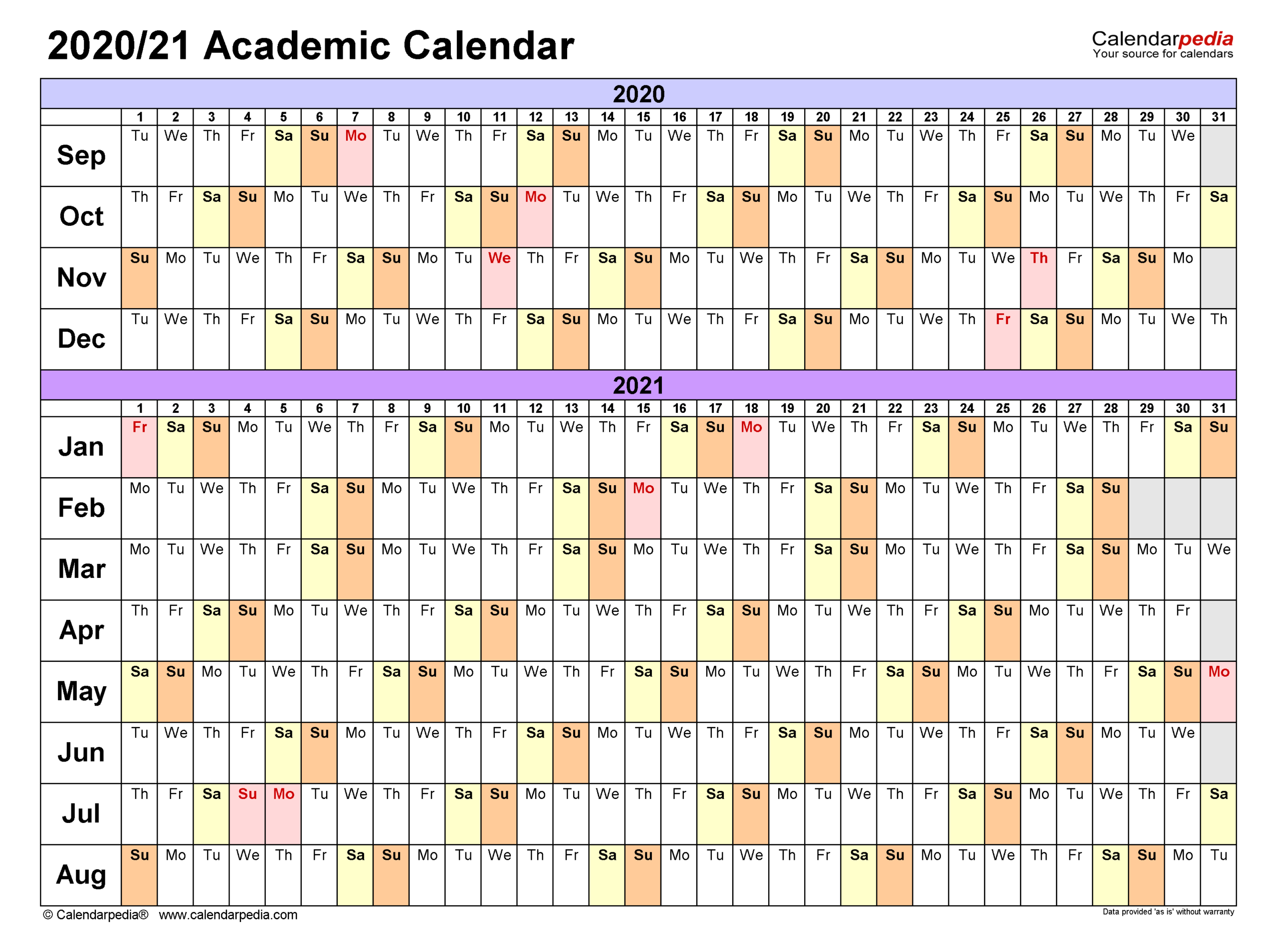 Academic Calendars 20202021  Free Printable Excel Templates in Linear Calendar Template