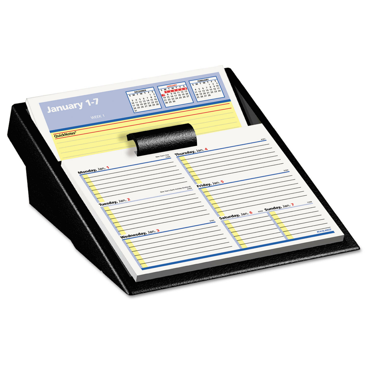 Ataglance Flipaweek Desk Calendar Refill With Quicknotes 5 58 X 7 White in At A Glance Calendar Holder