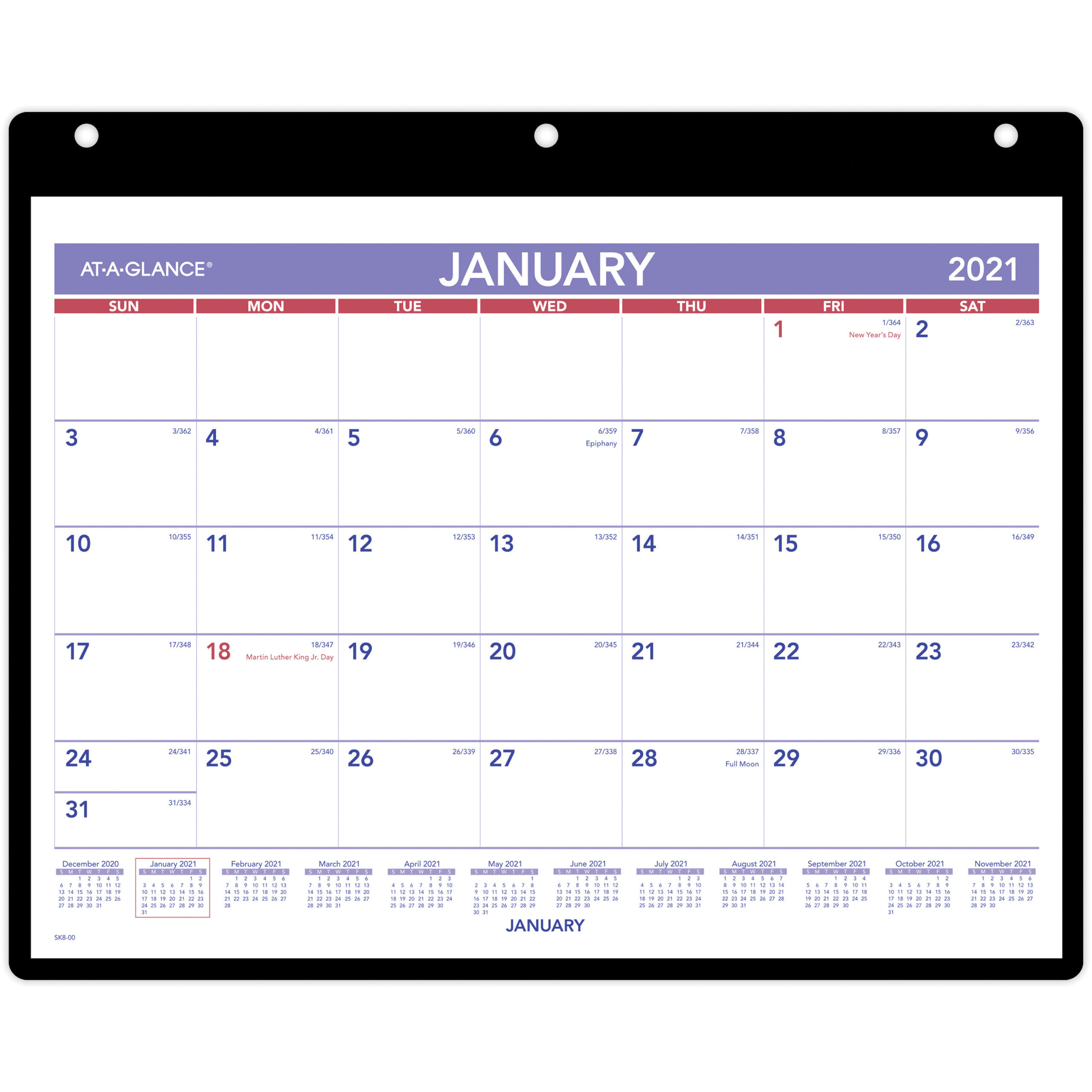Ataglance Monthly Deskwall Calendar With Poly Holder  Julian Dates   Monthly  1 Year  January 2021 Till December 2021  1 Month Single Page with At A Glance Calendar Holder