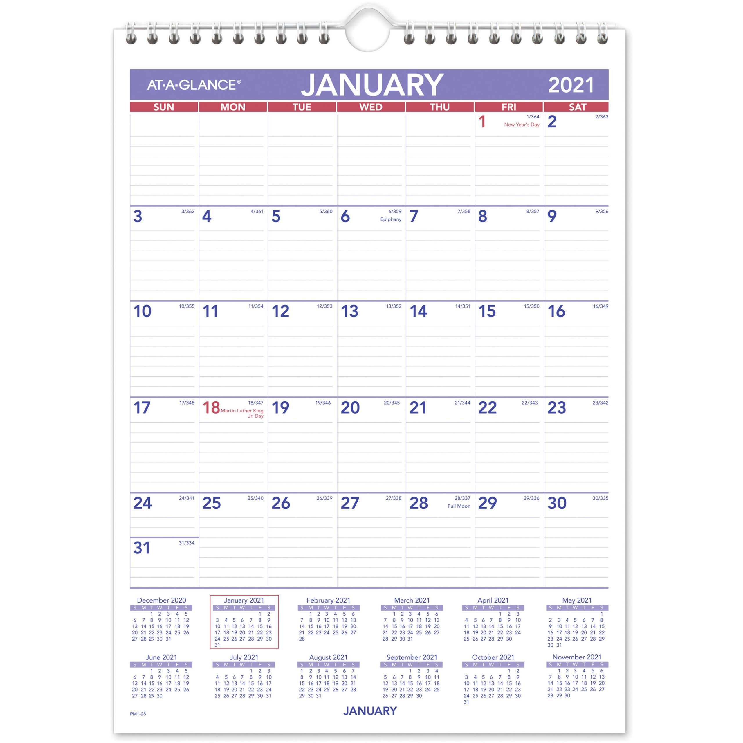 Ataglance Recycled Monthly Wall Calendar  Julian Dates  Monthly  1  Year  January 2021 Till December 2021  1 Month Single Page Layout  8&quot; X  11&quot; throughout At A Glance Calendar Holder
