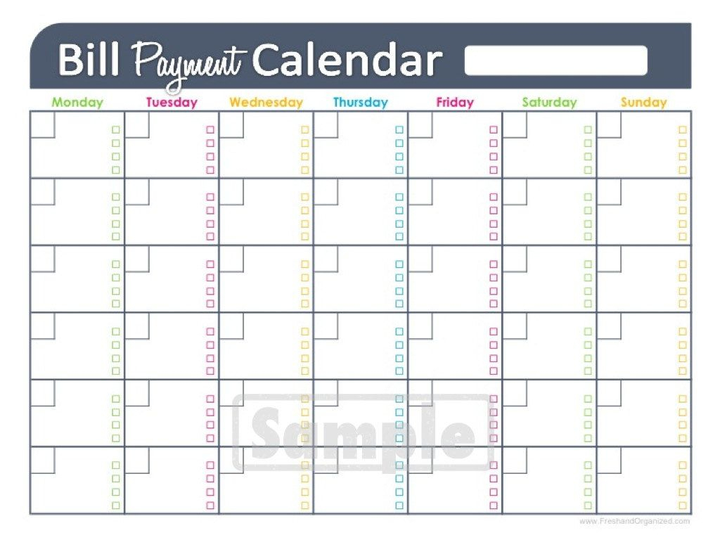 Bill Payment Calendar Editable Personal By Freshandorganized regarding Free Printable Bill Calendar