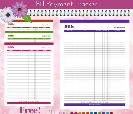 Bill Payment Tracker  This Comes In 11 Colors. Margins pertaining to Happy Planner Bill Pay Checklist