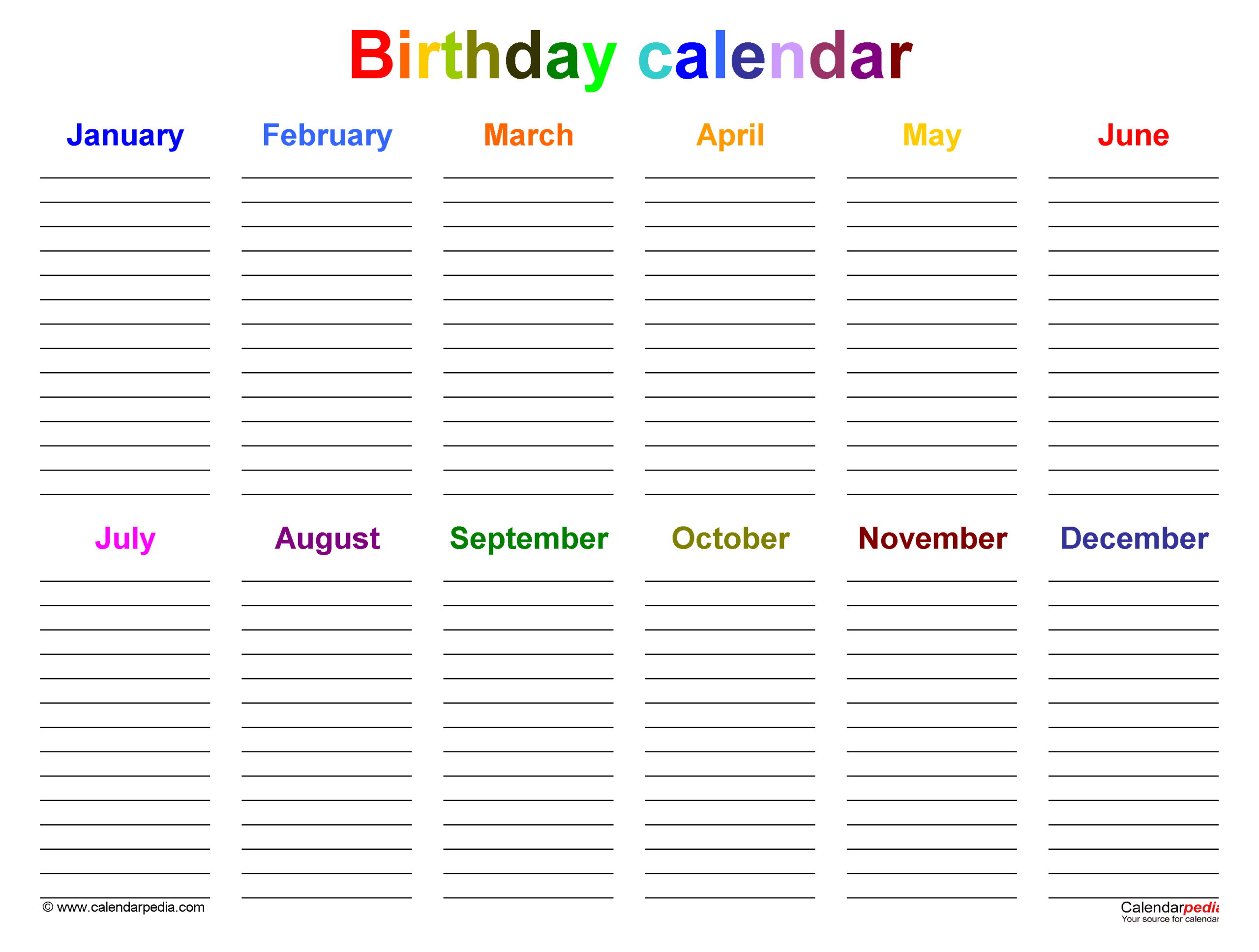 Birthday Calendars  Free Printable Microsoft Word Templates with regard to Microsoft Birthday Calendar Template