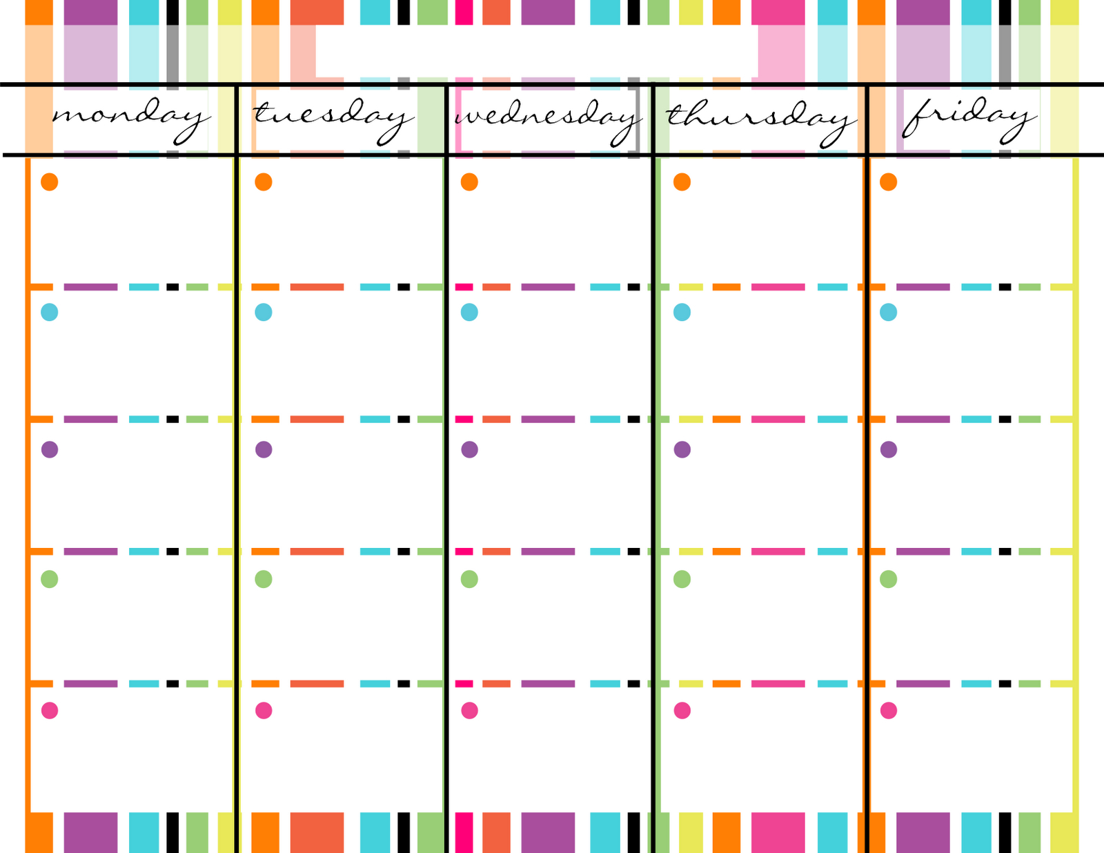 Monday Thru Friday Schedule Template Calendar For Planning