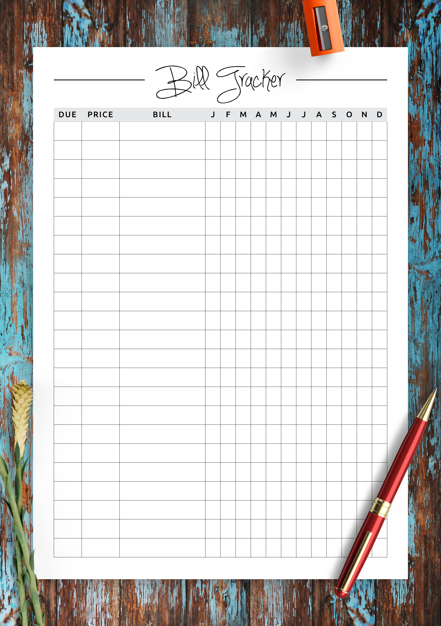 Download Printable Square Grid Monthly Bill Tracker Pdf for Free Printable Bill Chart
