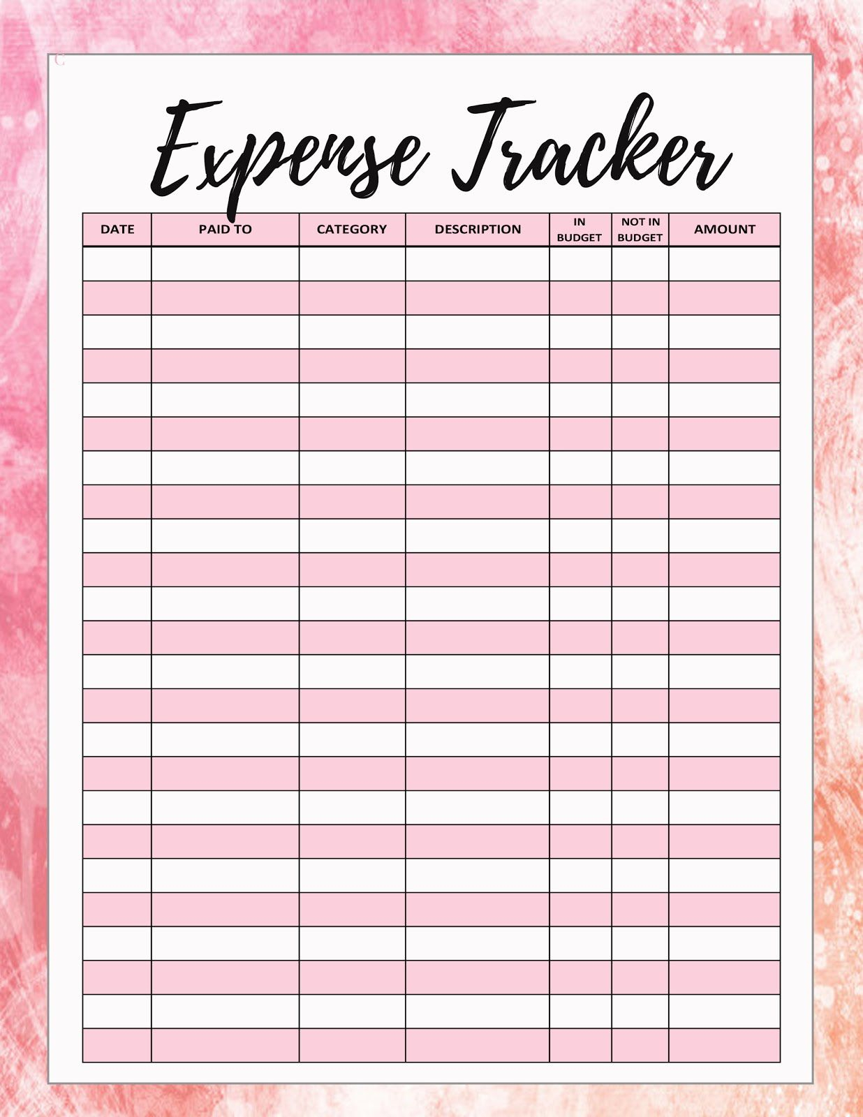 ❤ Freebie Friday❤ Printable Spending Or Expense Tracker within Free Bill Tracker Printable