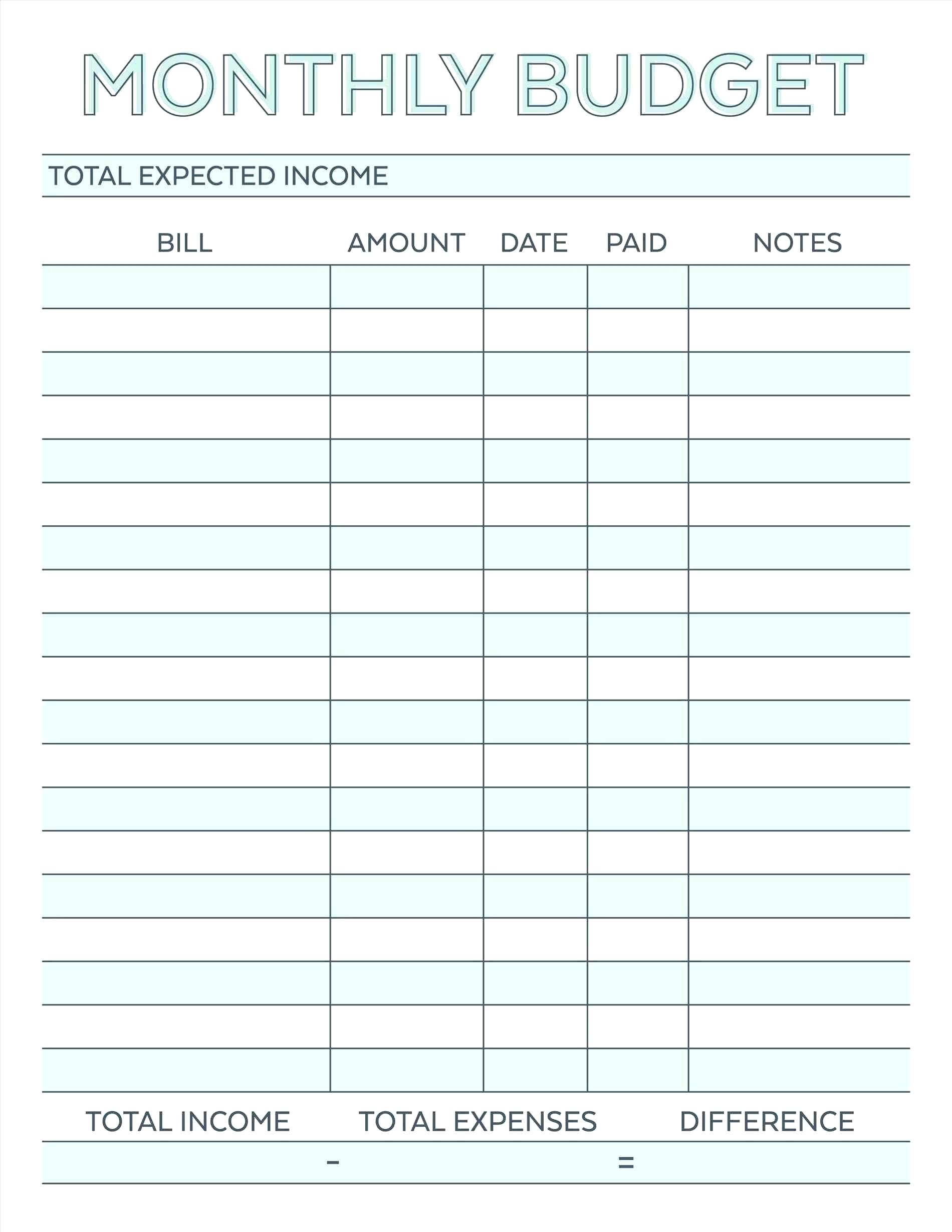 Free Bill Tracking Sheet Tracker Template Household Expense regarding Free Bill Tracker Printable