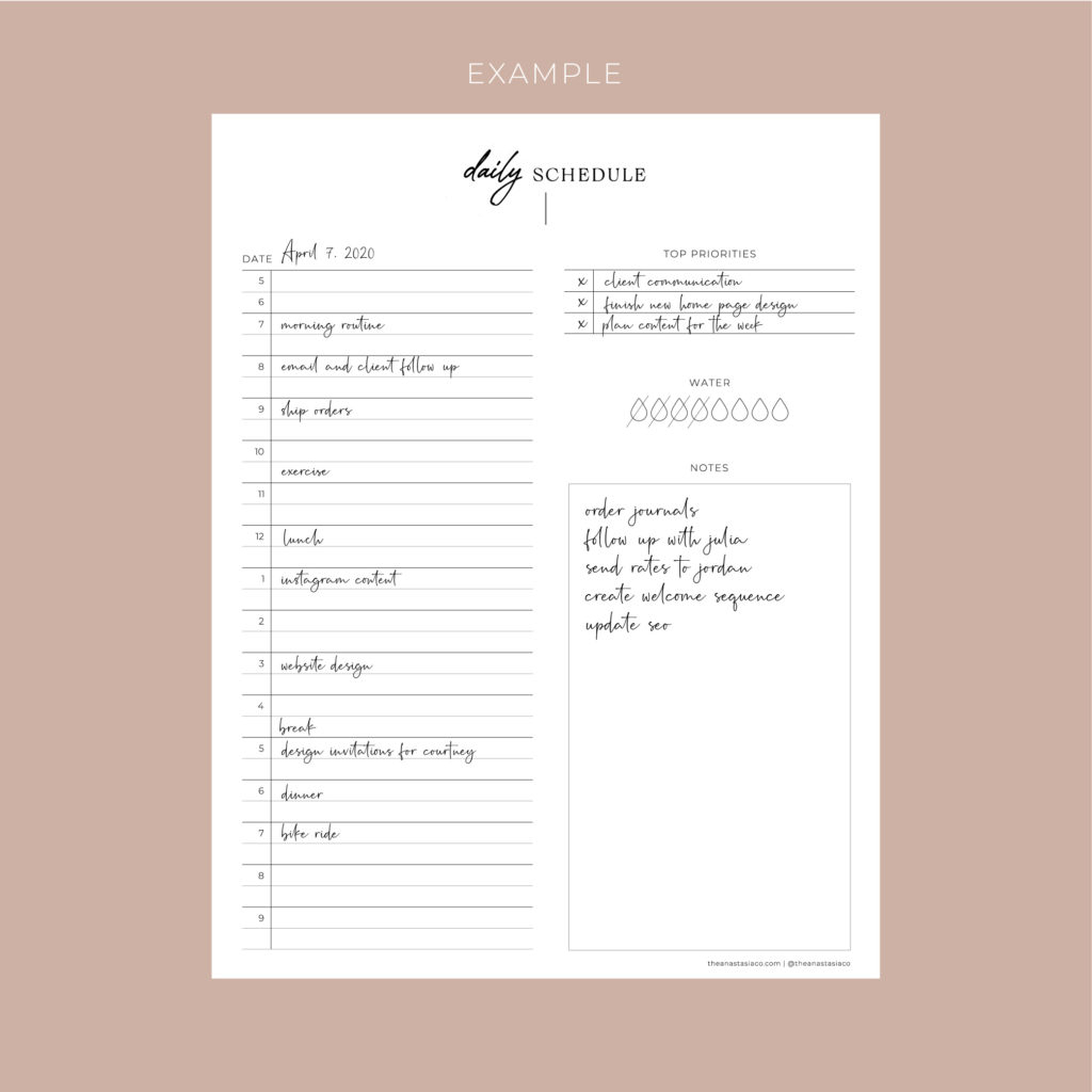 Free Daily Planner Printable  Showit Blog regarding Free Printable Daily Calendar With Time Slots