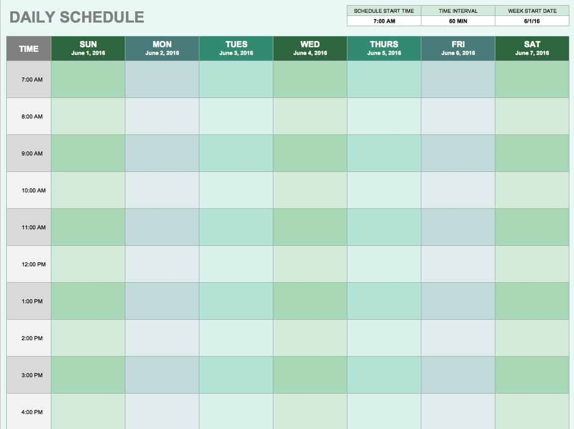 Free Daily Schedule Templates For Excel  Smartsheet regarding Hourly Calendar Template Excel