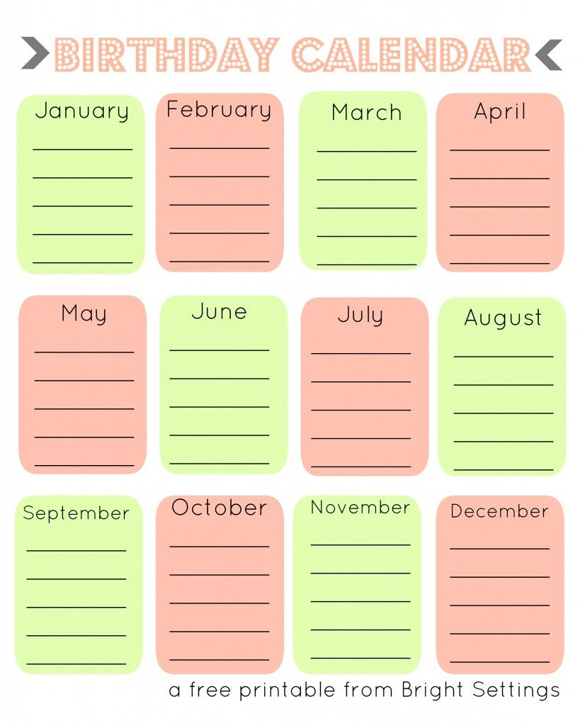 Free Printable Birthday Calendar | Birthday Calendar intended for Microsoft Birthday Calendar Template
