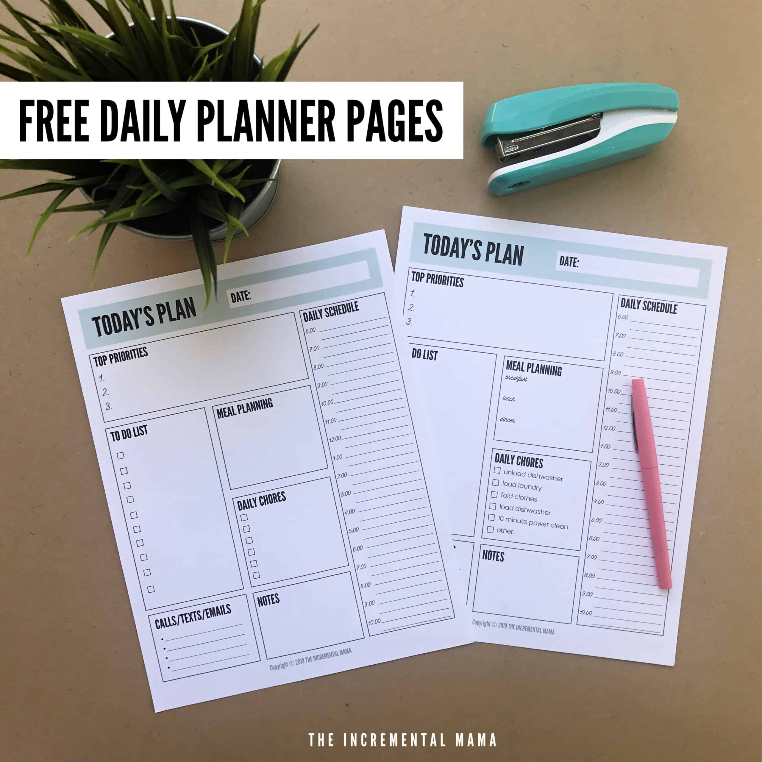 Free Printable Daily Planner Template  The Incremental Mama for Free Printable Daily Planner With Time Slots