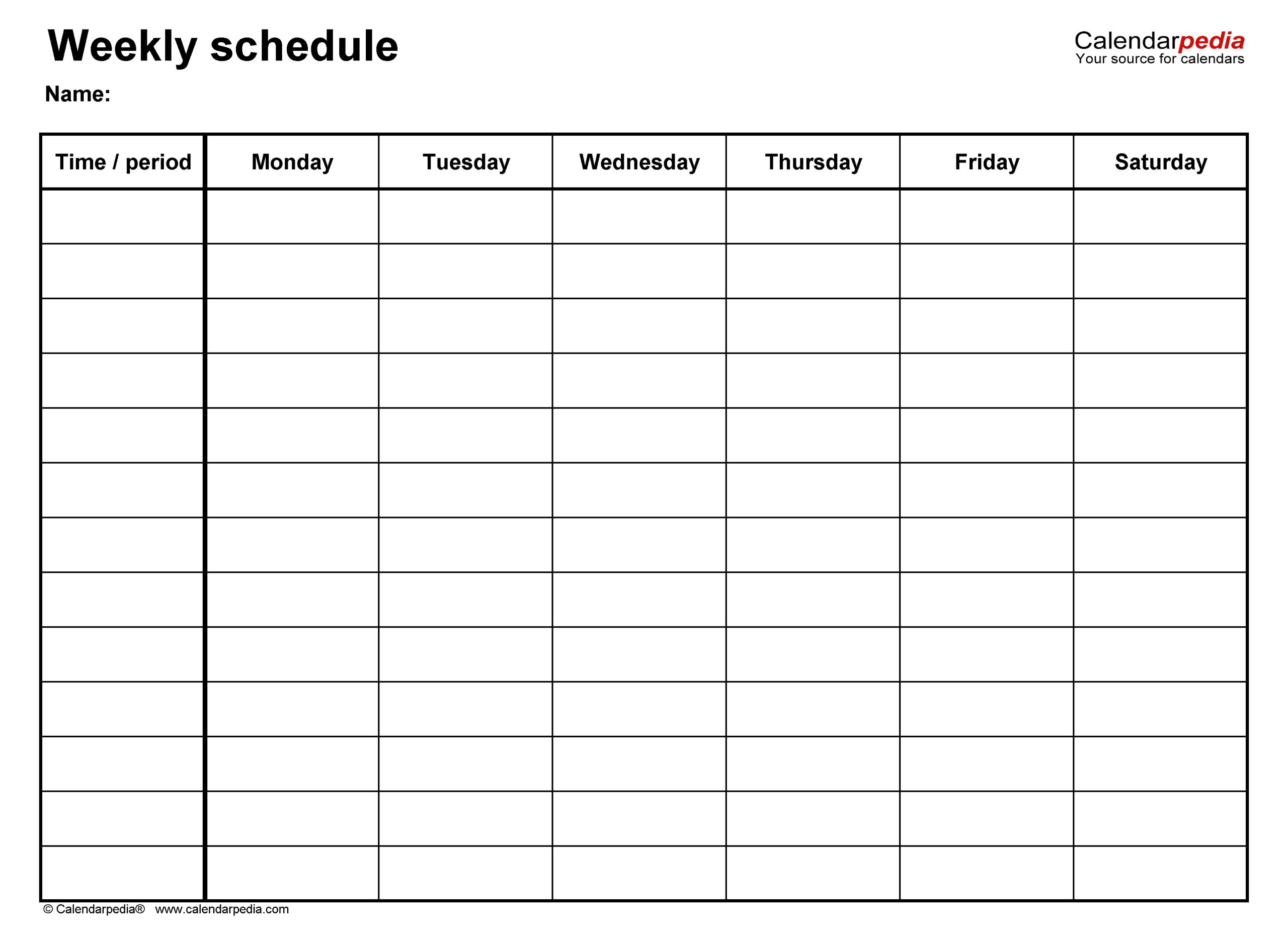Free Weekly Schedule Templates For Excel  18 Templates throughout Saturday Through Friday Calendar