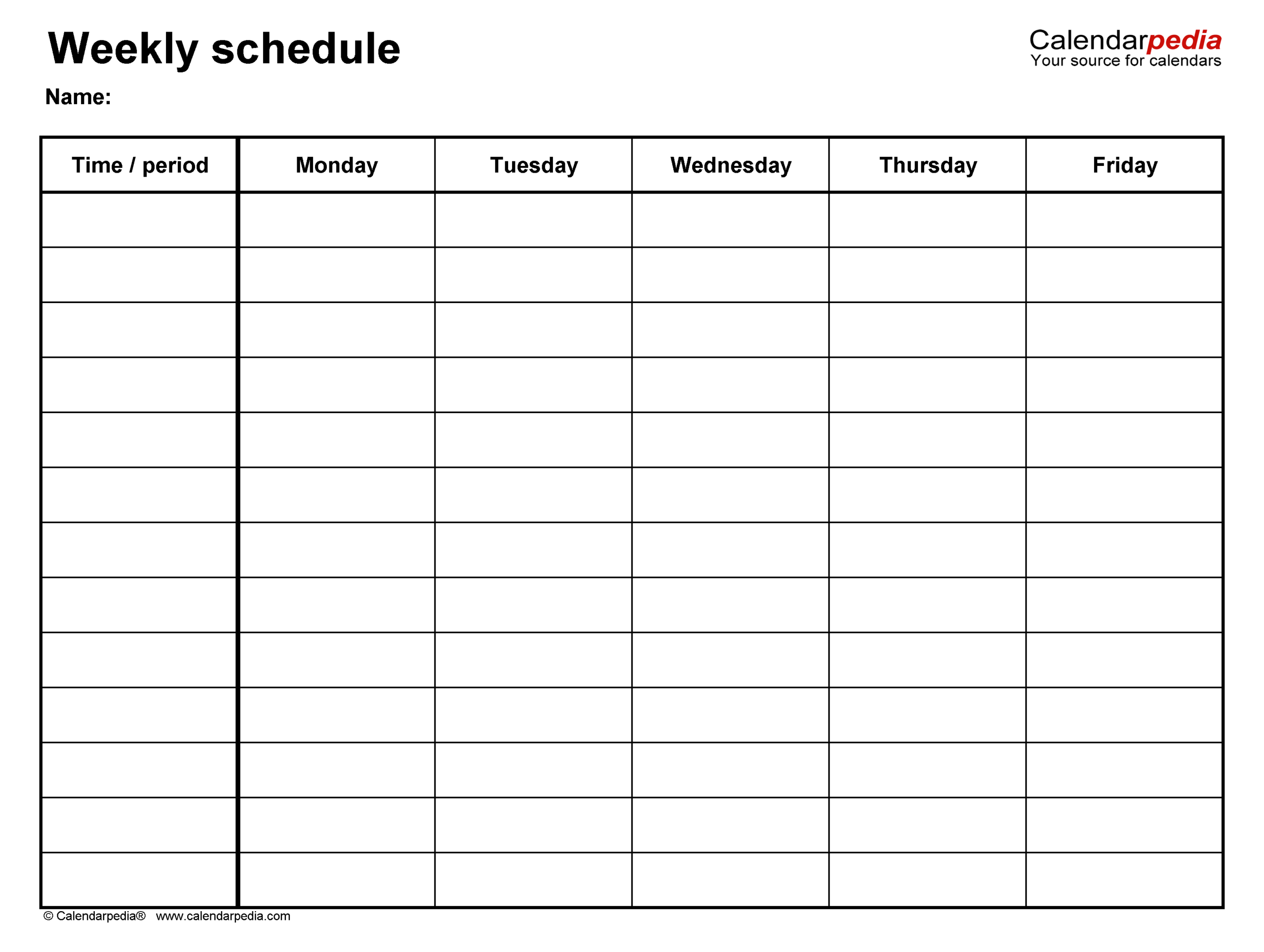 Free Weekly Schedule Templates For Word  18 Templates for Monday Through Friday Weekly Calendar Template
