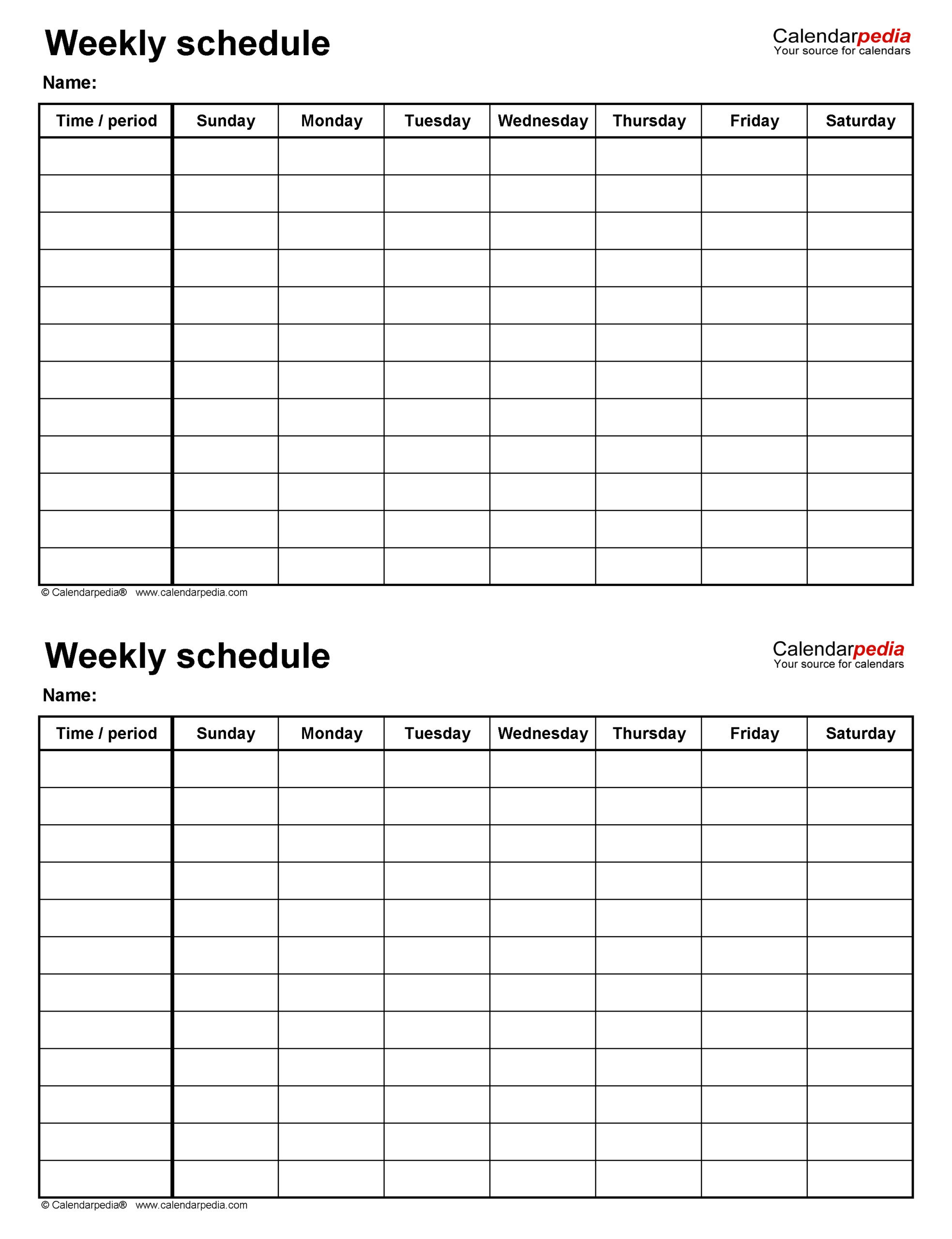 Free Weekly Schedule Templates For Word  18 Templates in Saturday Through Friday Calendar