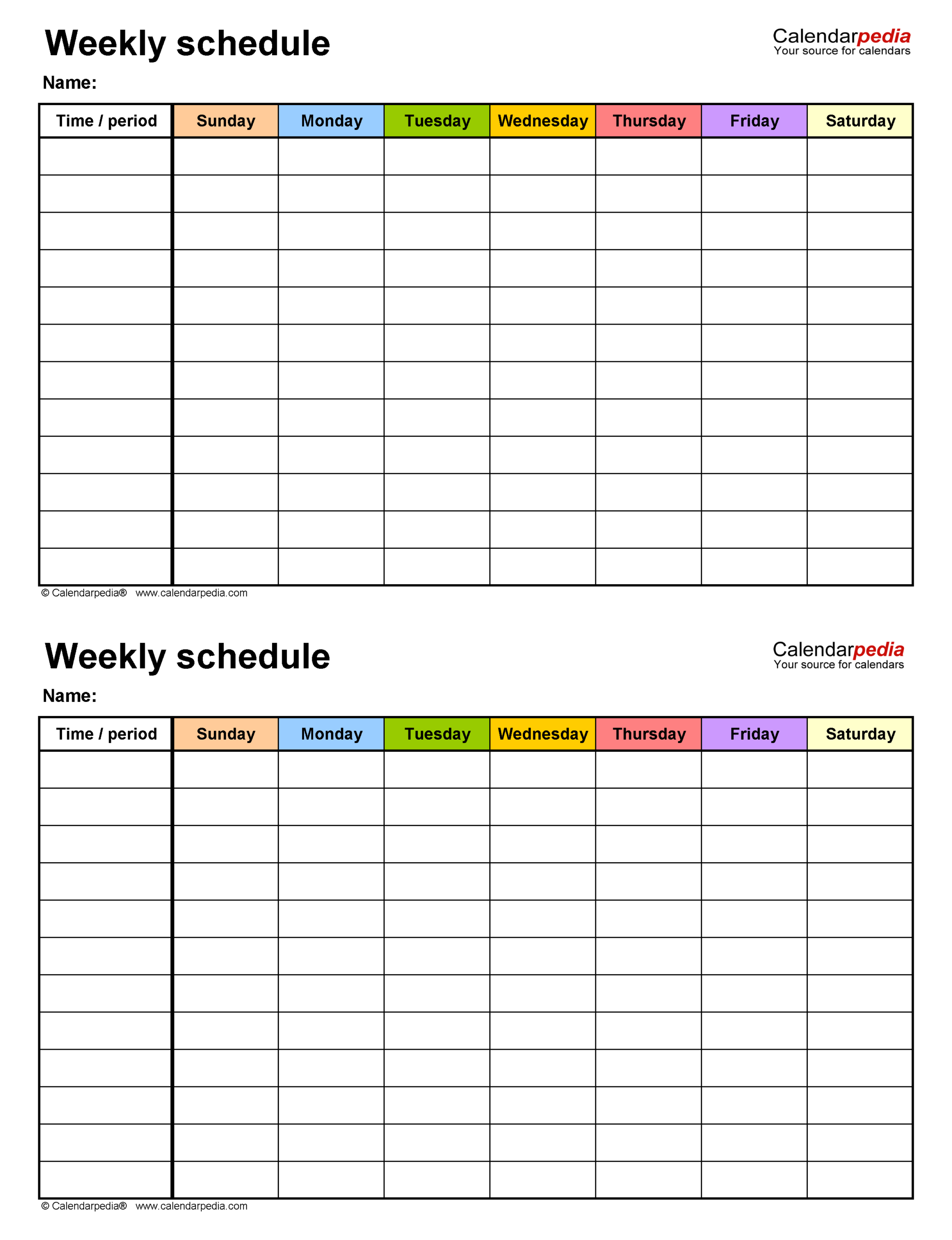 Free Weekly Schedule Templates For Word  18 Templates intended for 2 Week Blank Calendar