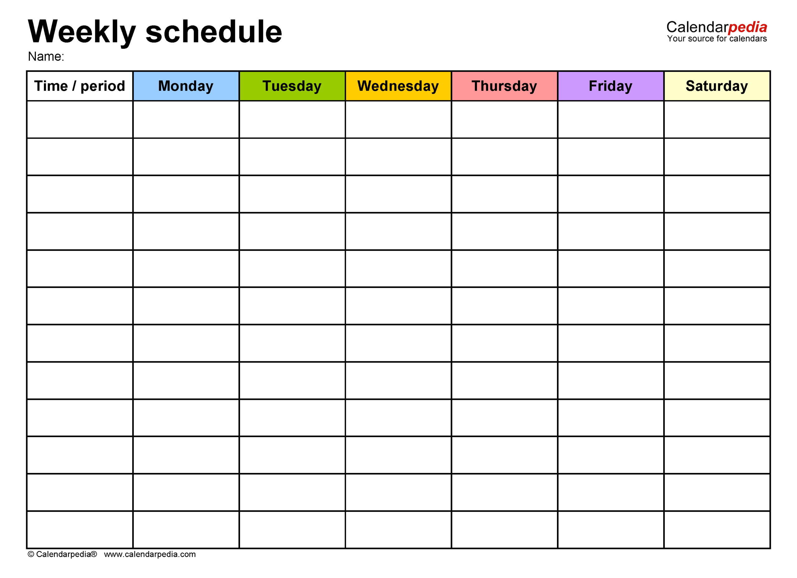 Free Weekly Schedule Templates For Word  18 Templates regarding Monday Through Saturday Calendar