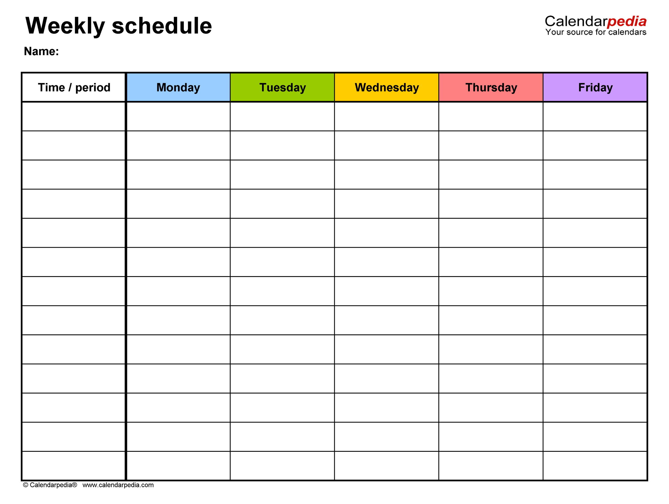 Free Weekly Schedule Templates For Word  18 Templates throughout Monday Through Friday Weekly Calendar Template