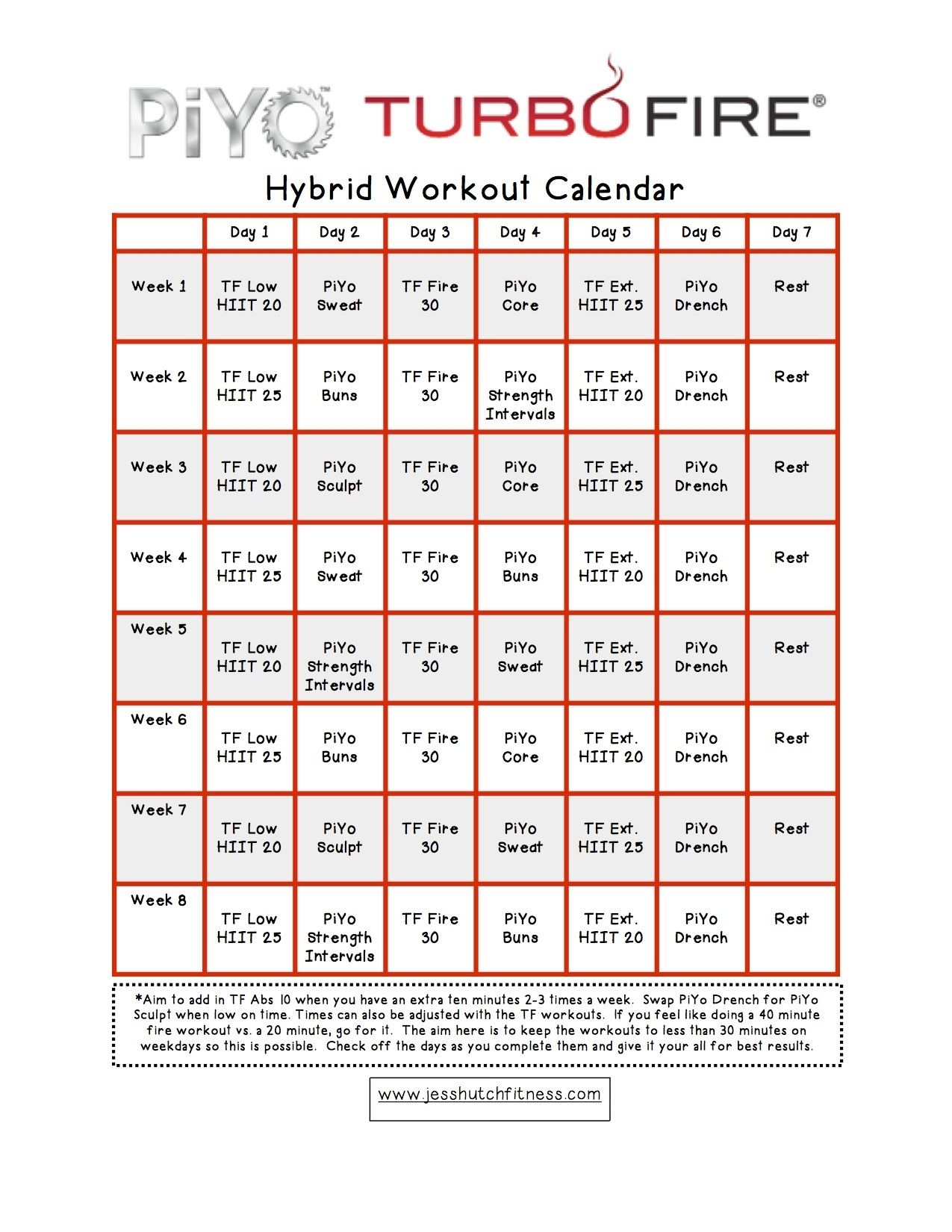 Insanity Max 30Piyo Hybrid Calendar  Calendar regarding Insanity Max 30 Hybrid Calendar