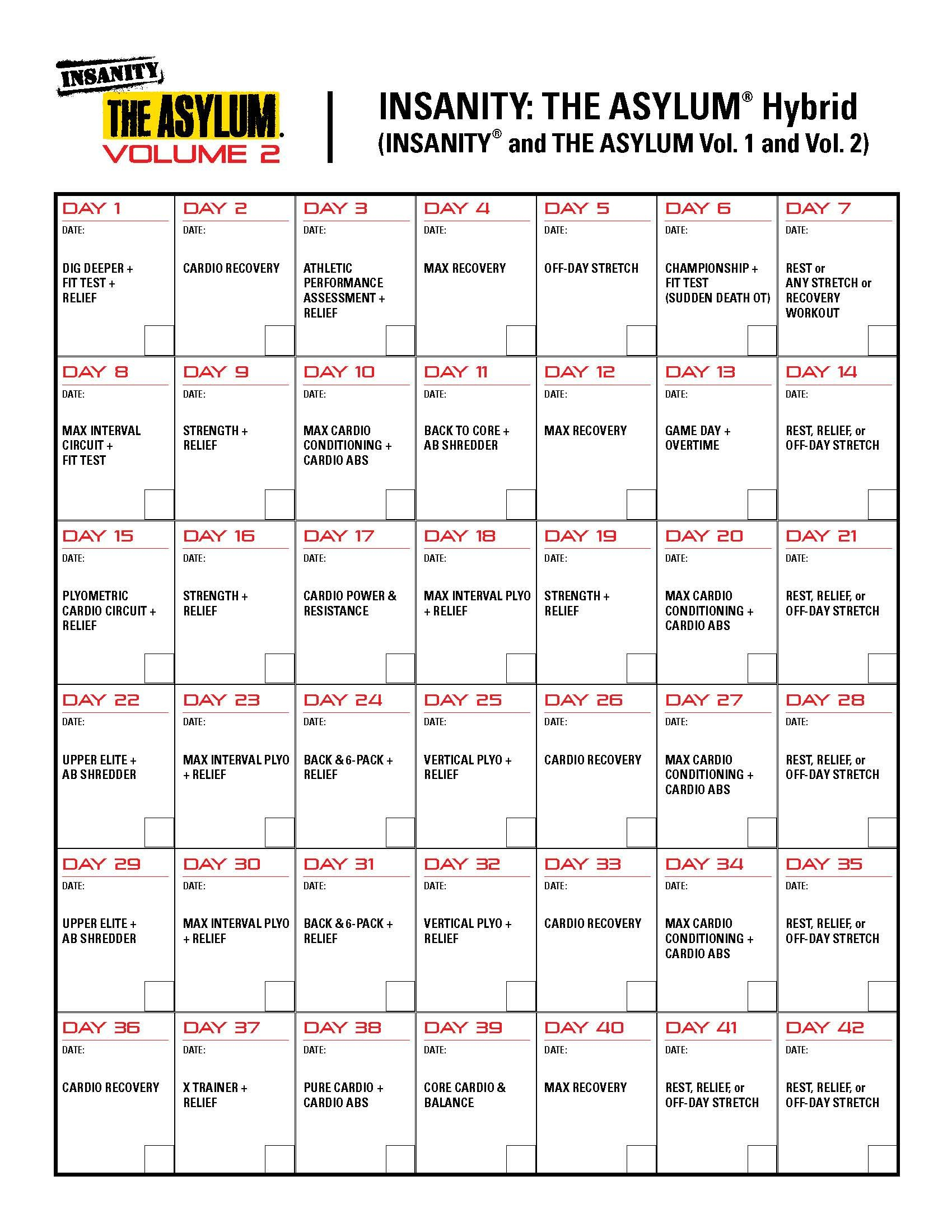 Insanityasylum 1 And 2 Hybrid Month 1  This Is What&#039;S within Insanity Max 30 Hybrid Calendar