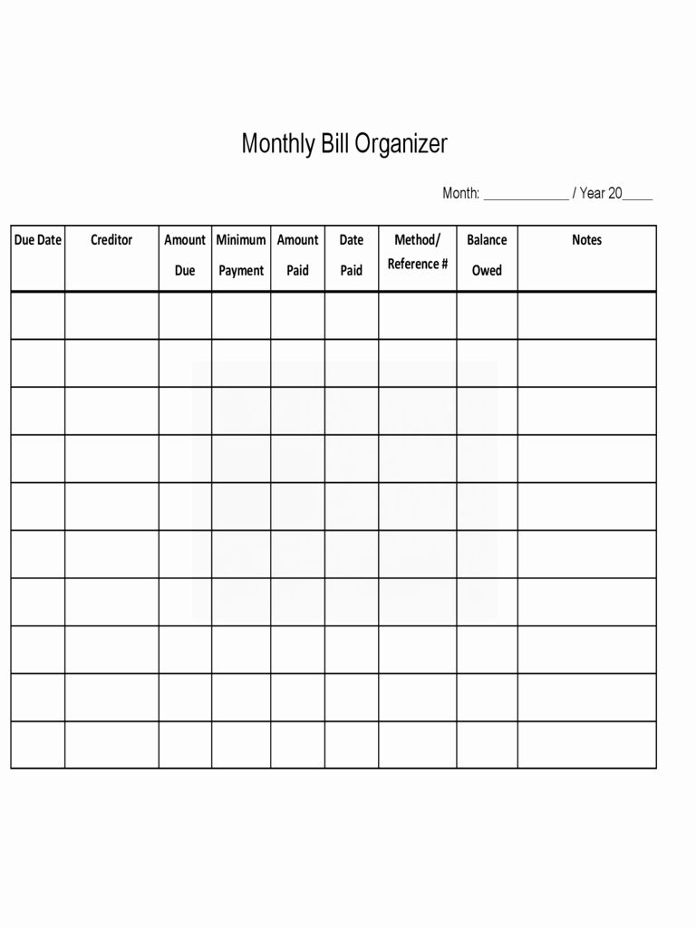 Monthly Bill Calendar Printable Free Printable Bill Calendar intended for Free Printable Monthly Bill Organizer Template
