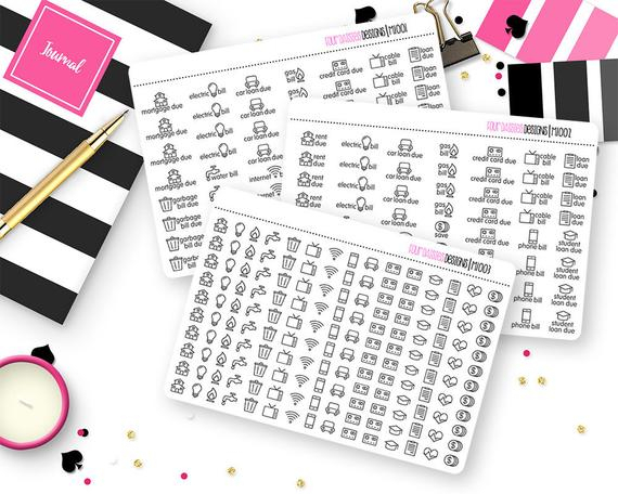 Monthly Bill Pay Reminder Planner Stickers For Erin inside Happy Planner Bill Pay Checklist
