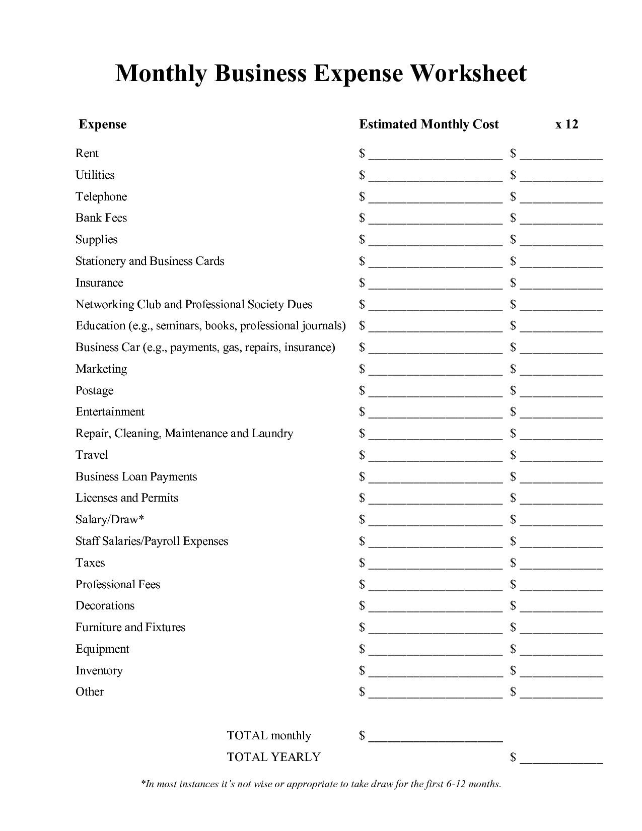 Monthly+Business+Expense+Worksheet+Template | Business intended for Monthly Bills Worksheet